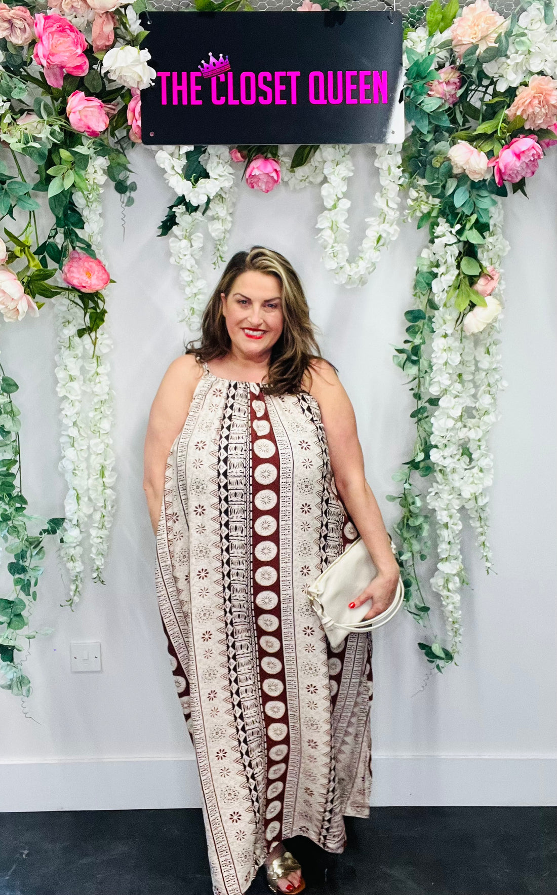 String Maxi Sundress Coin Print