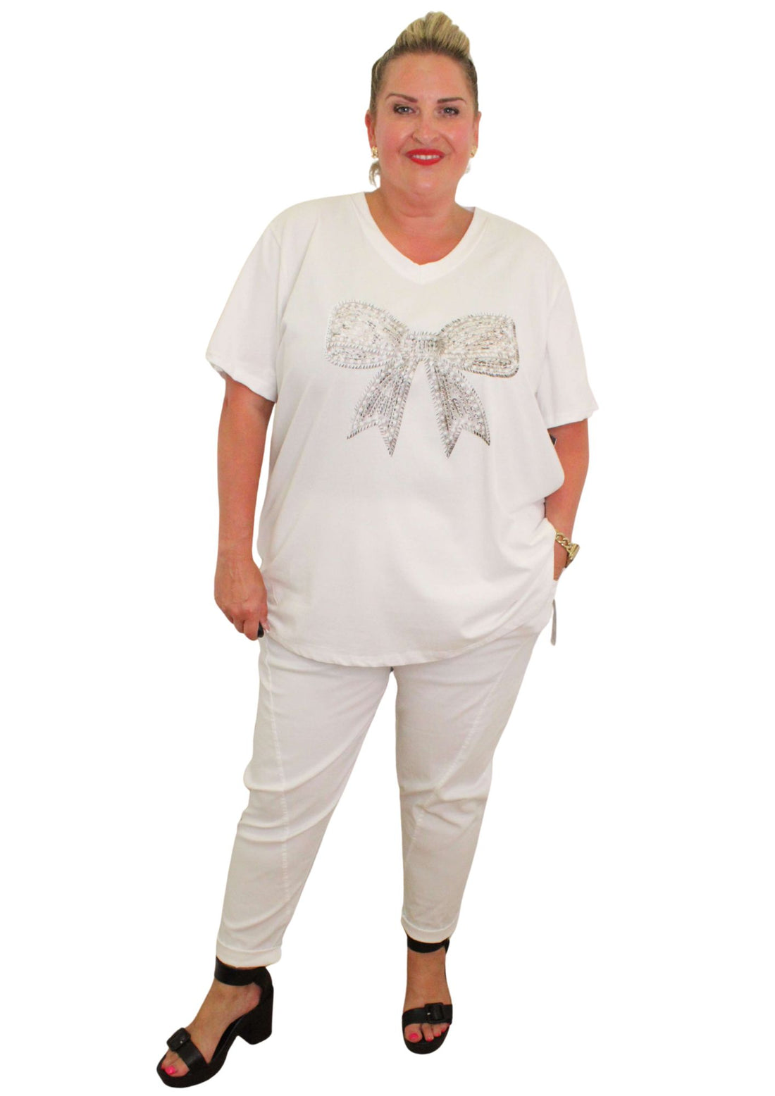 Dee T-Shirt Diamonte Look Bow