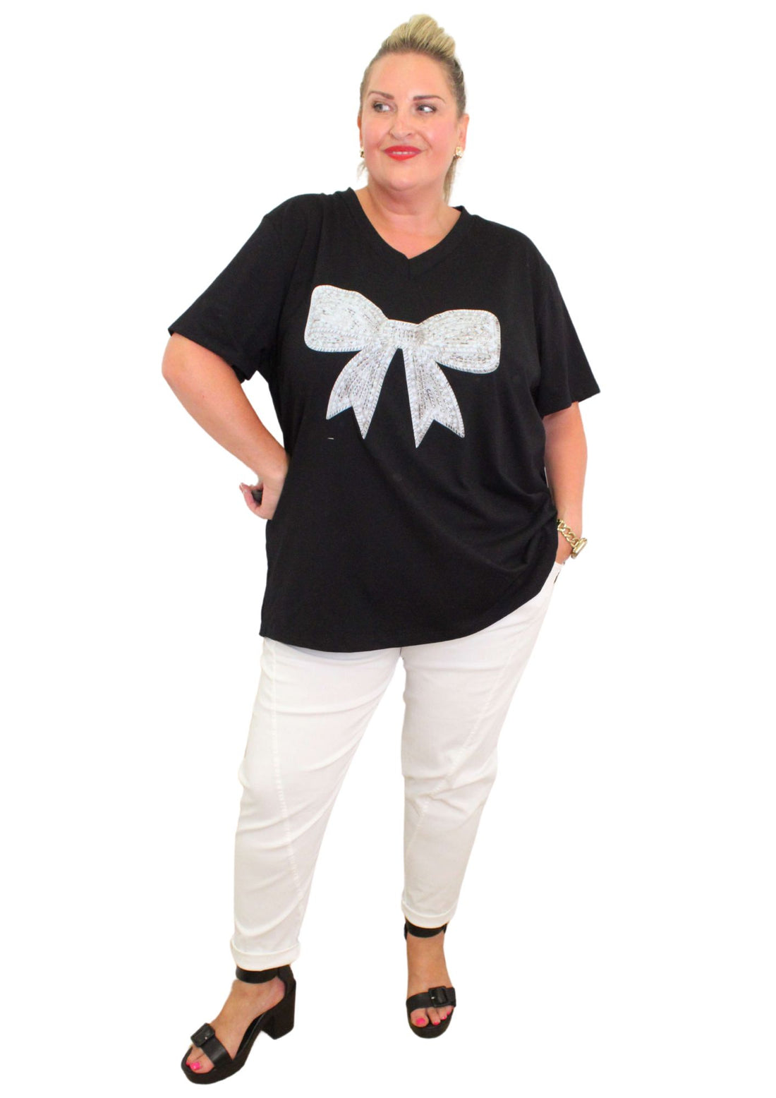 Dee T-Shirt Diamonte Look Bow