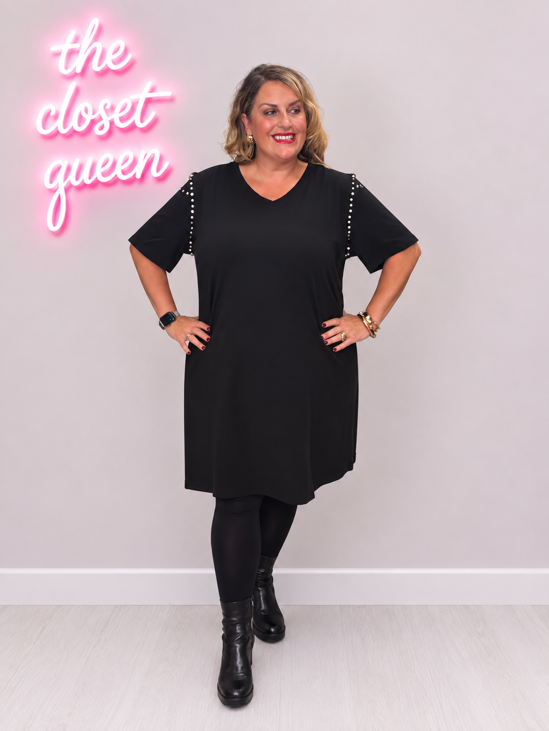 Diamante Sleeve T-Shirt Dress
