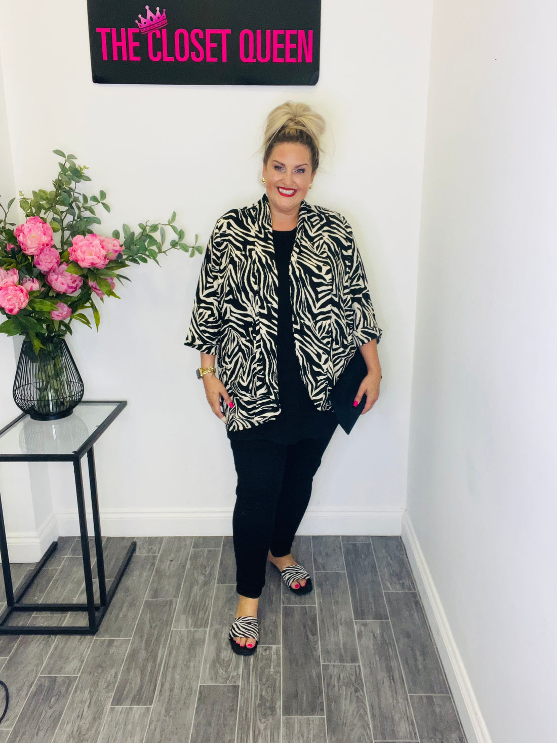 Drape Pocket Lightweight Jacket Zebra Print