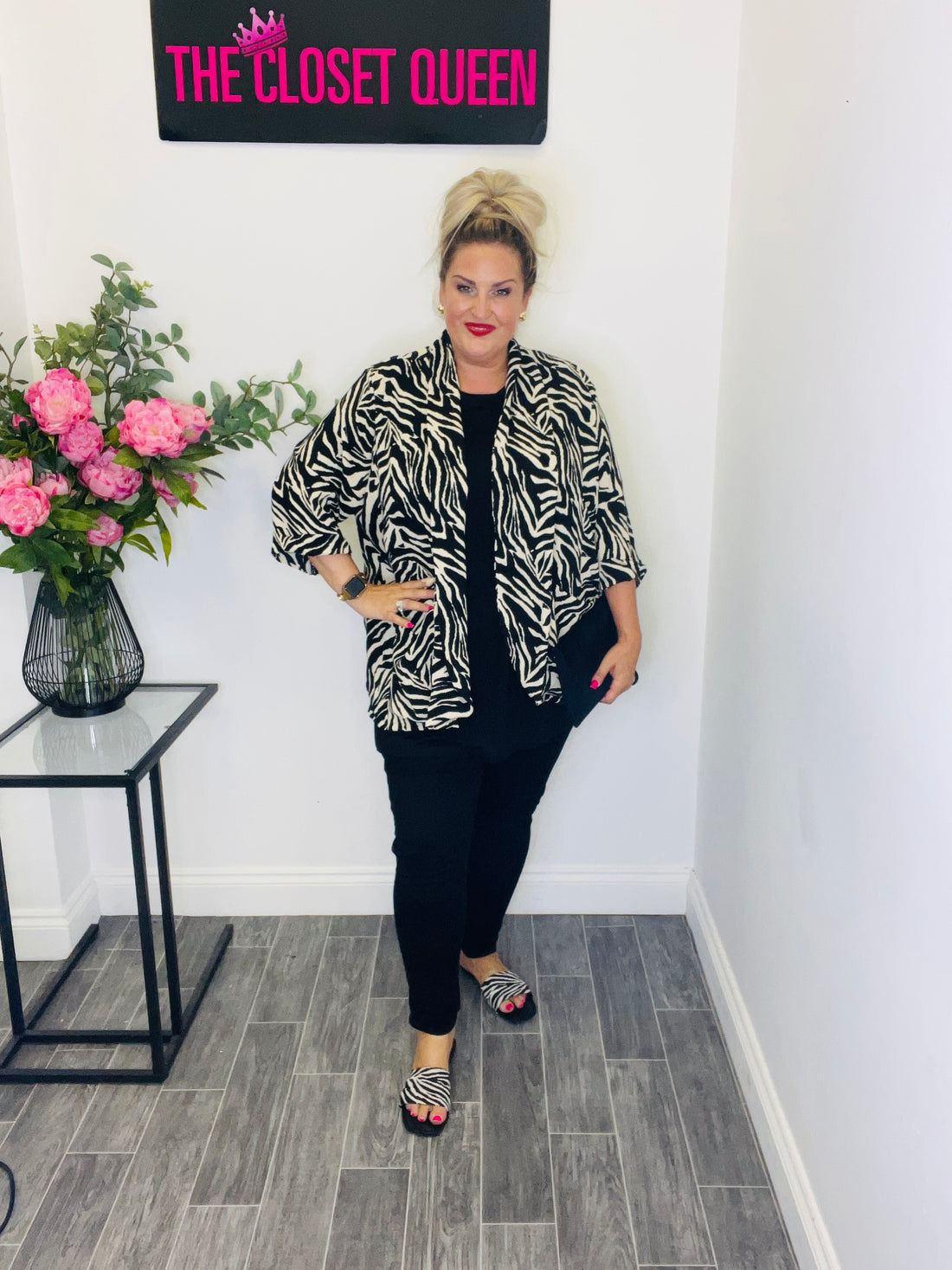 Drape Pocket Lightweight Jacket Zebra Print