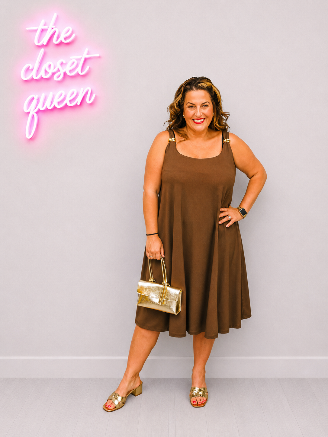 Gold Detail Strap Dress