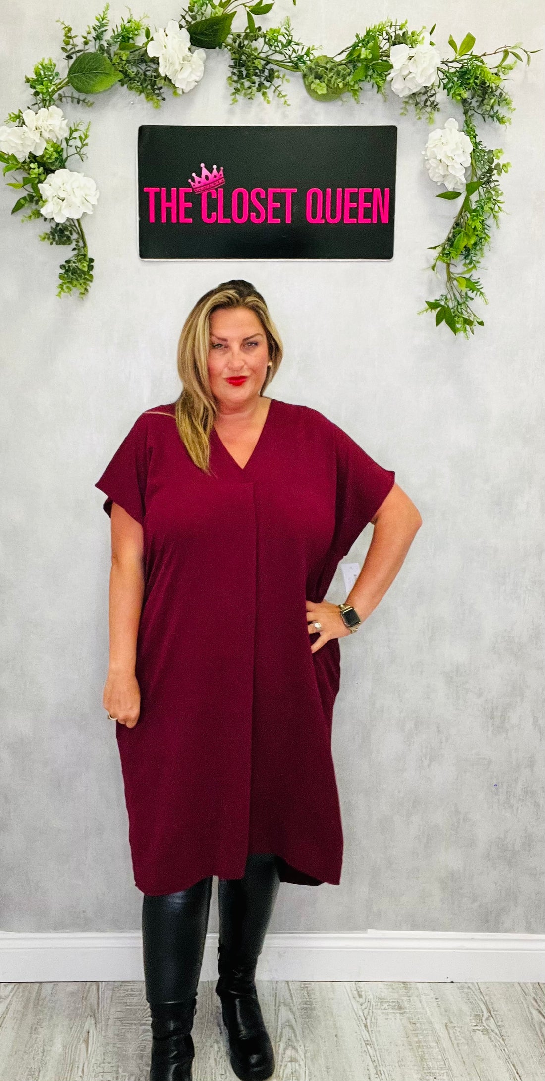 V Stitch Dress Plain