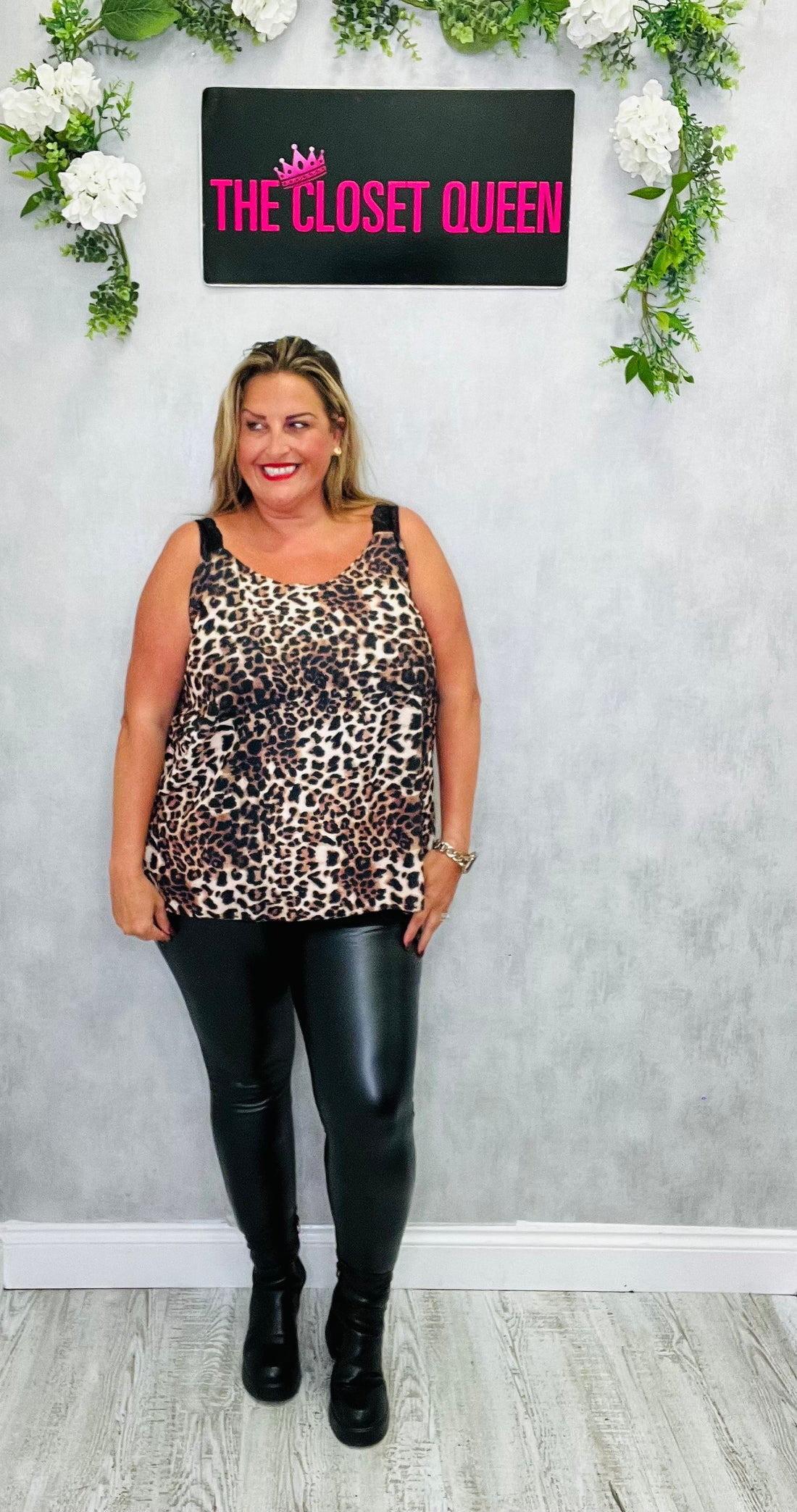 Lace Strap Leopard Vest