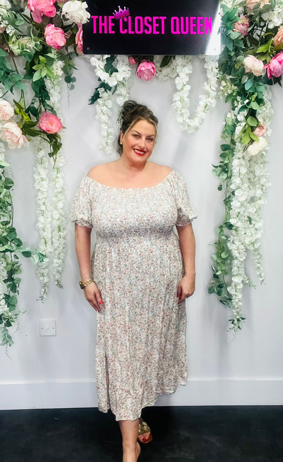 Ditsy Flower Sheer Panel Dress