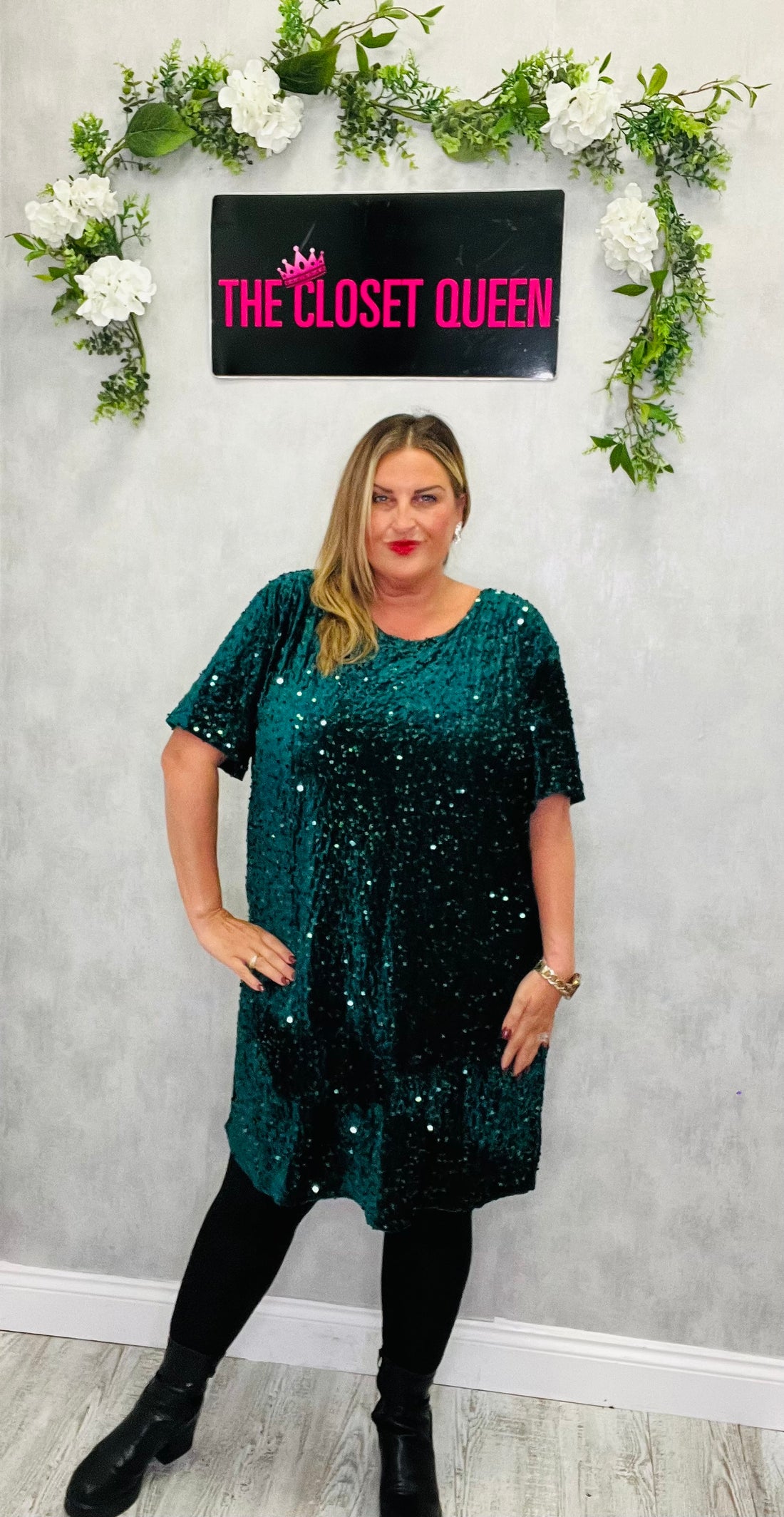 Sequin Velvet Bow Shift Dress