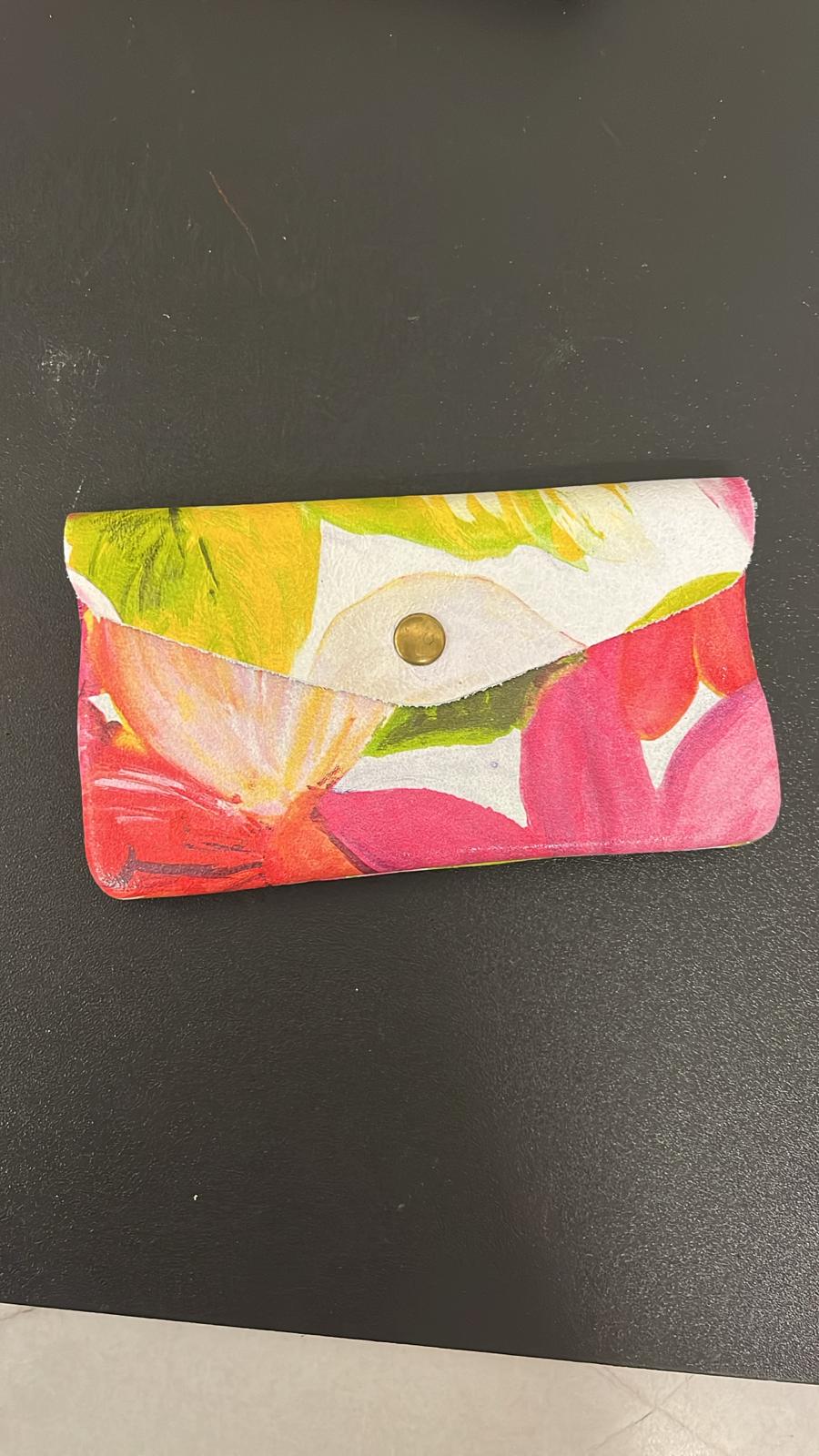Coin Purse Leather Mid Flowers