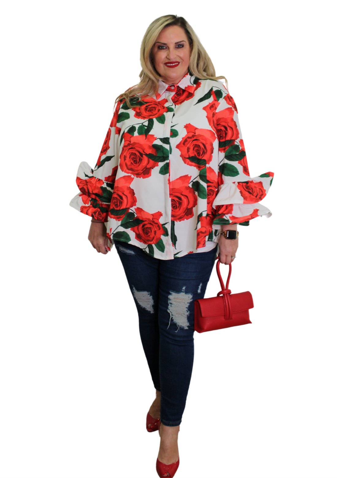 Rose Sleeve Shirt Rose Print