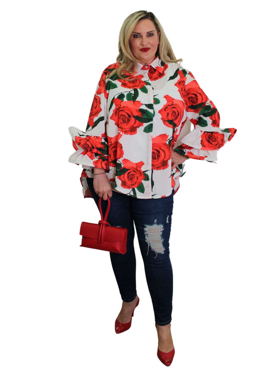 Rose Sleeve Shirt Rose Print