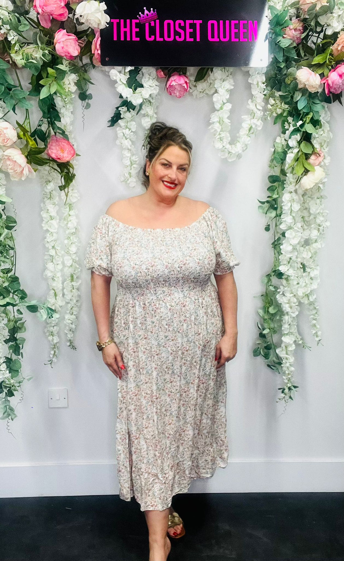 Ditsy Flower Sheer Panel Dress