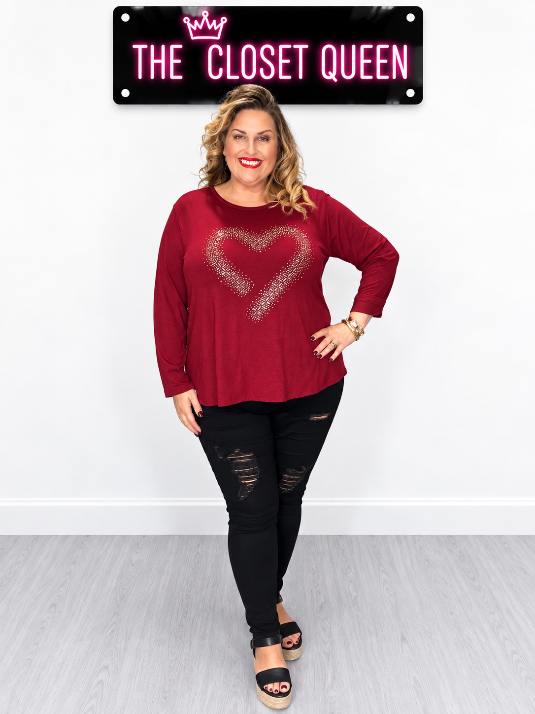Fine Knit Sprinkle Heart Top