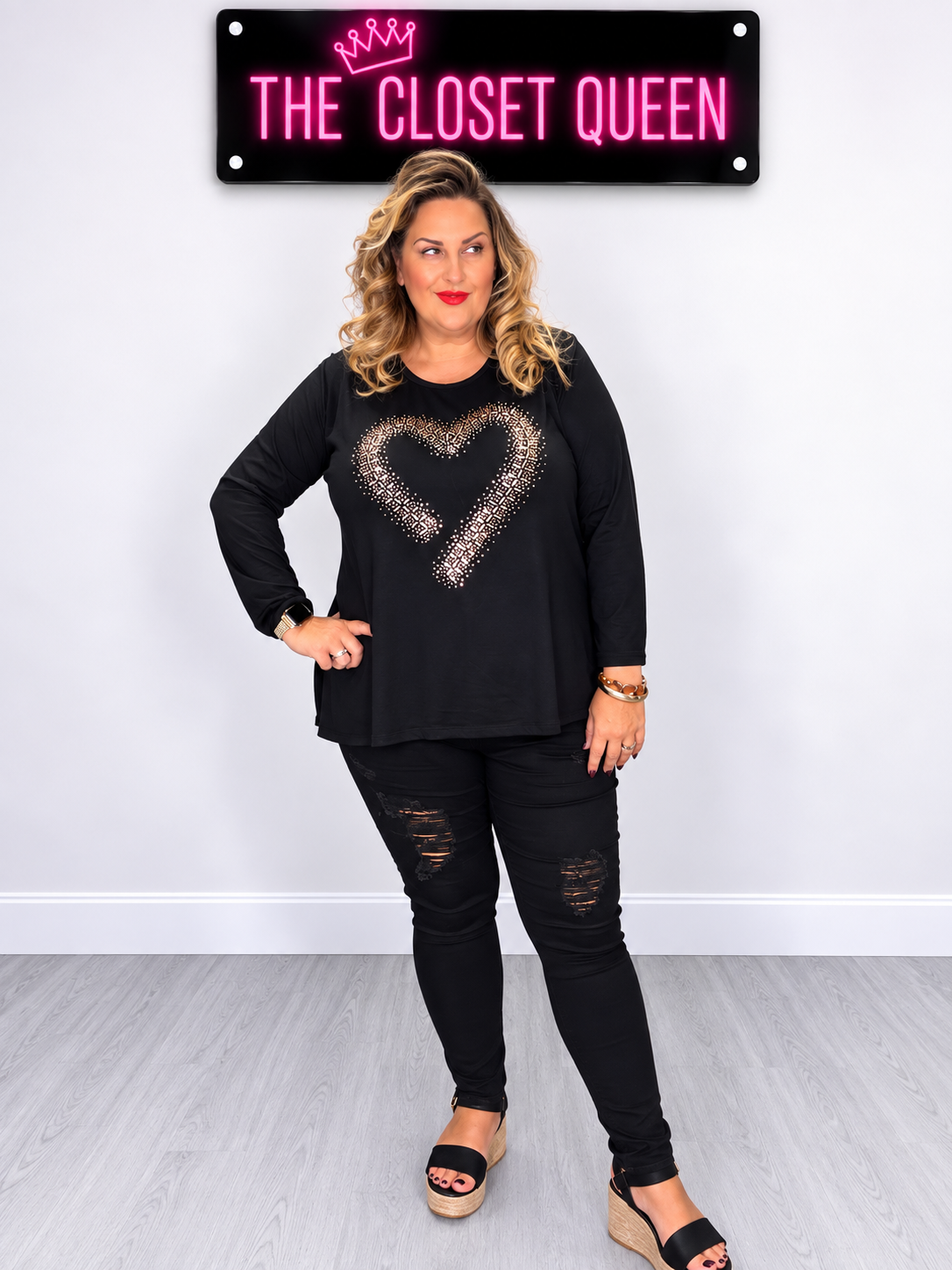 Fine Knit Sprinkle Heart Top
