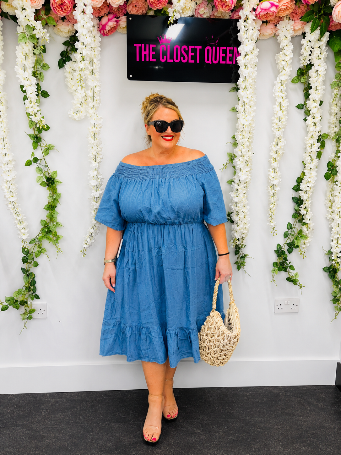 Sheered Sinch Chambray Dress