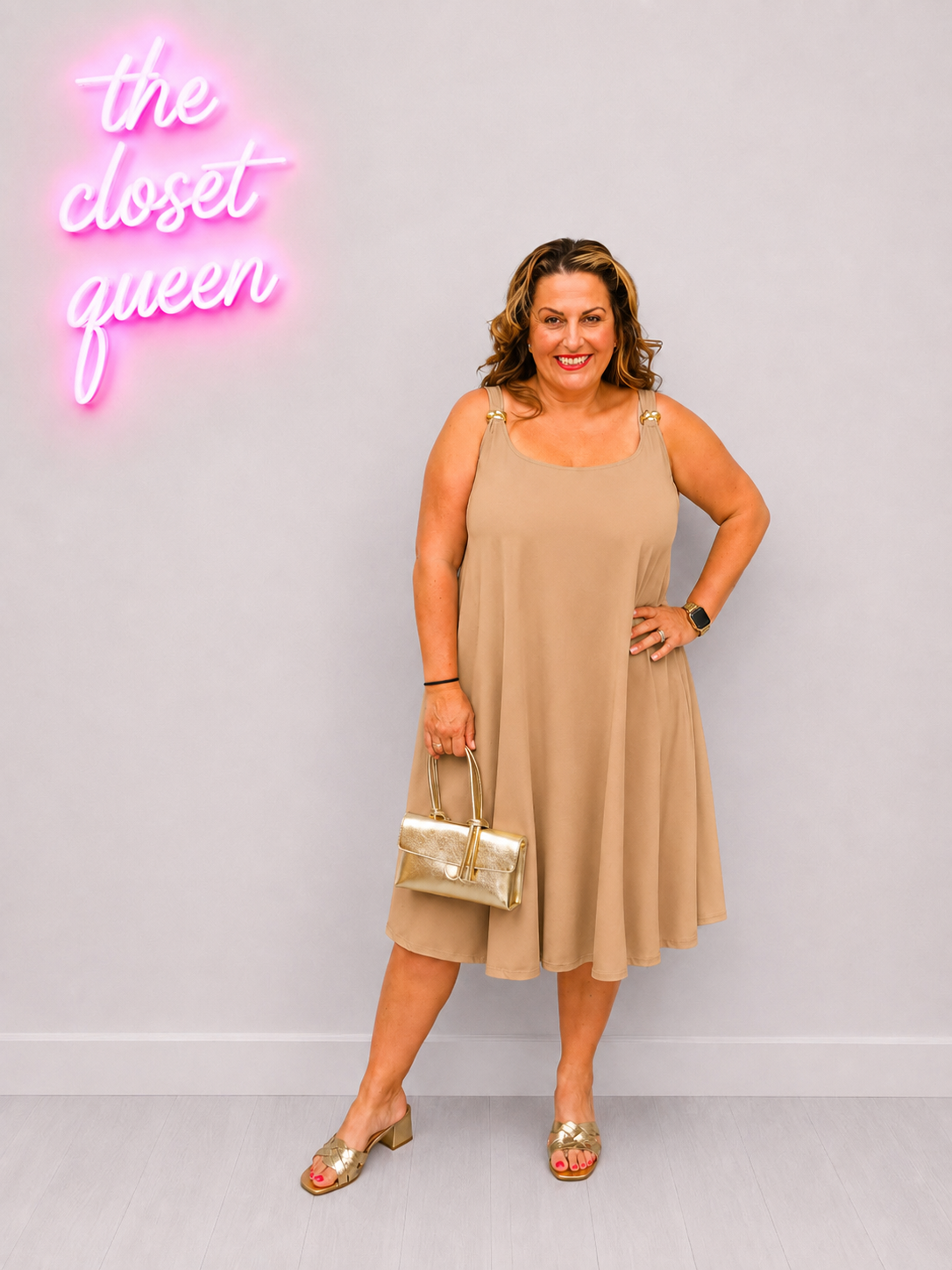 Gold Detail Strap Dress