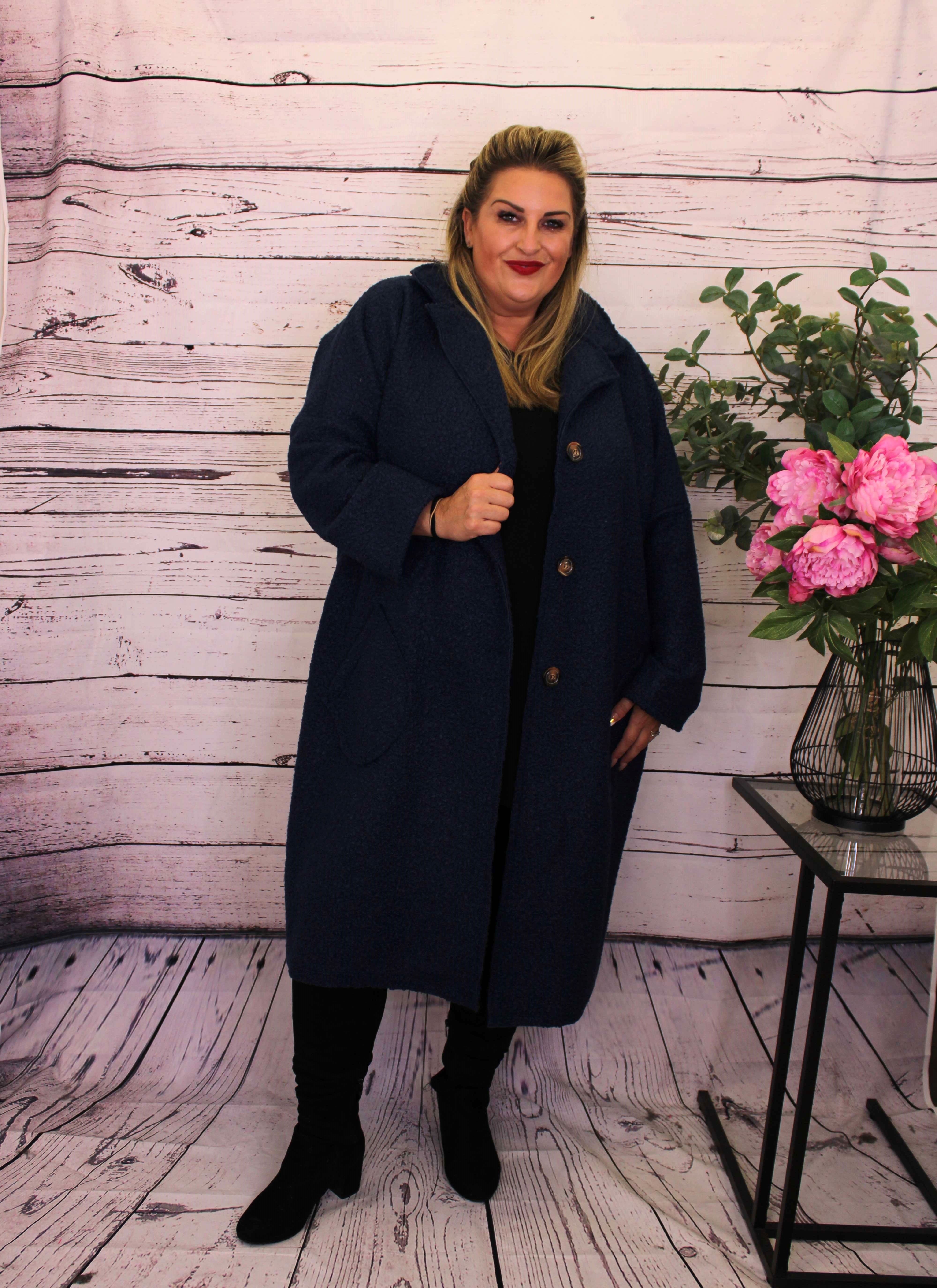 Plus size boucle on sale coat