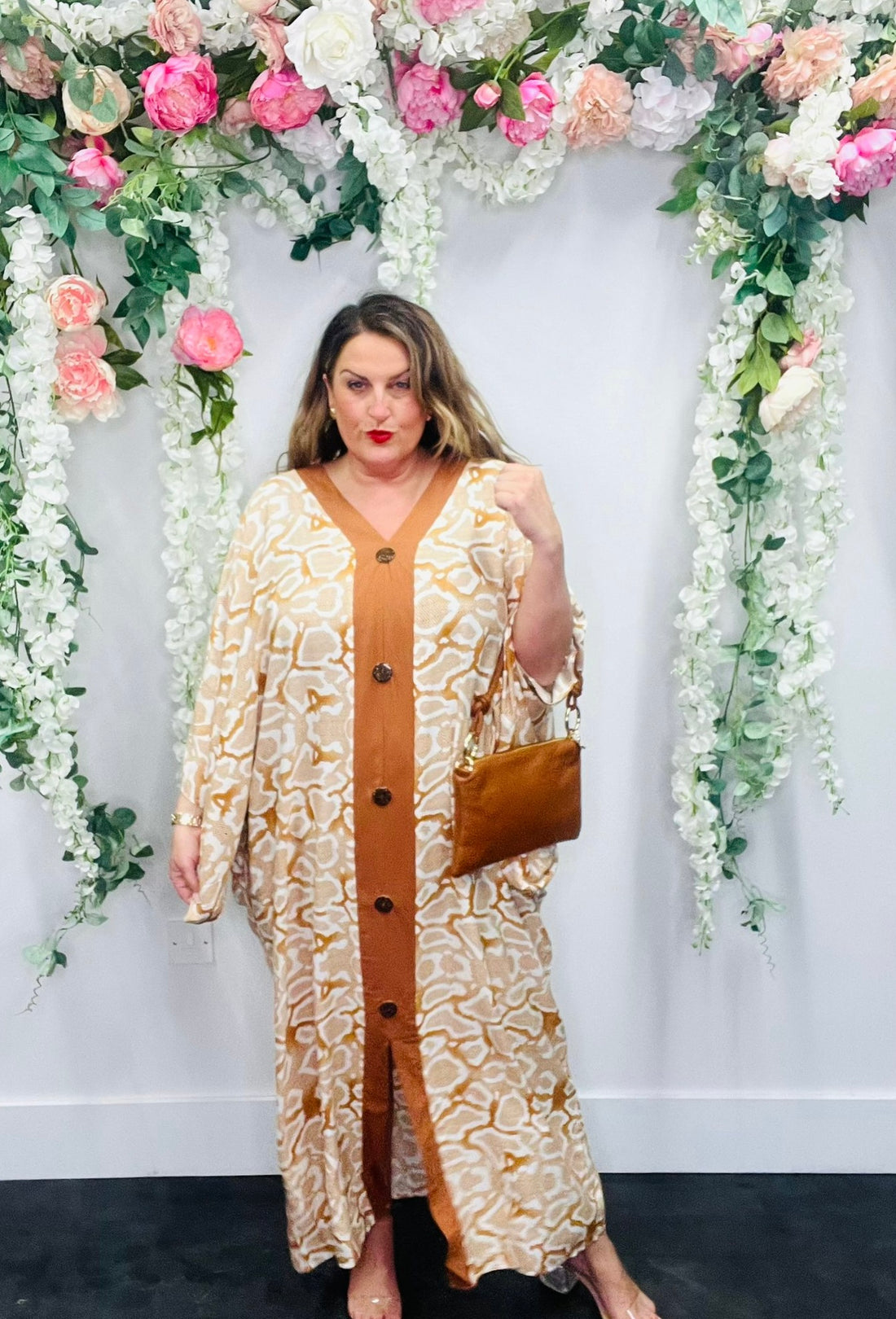 Button Kaftan Dress Dotty Rock