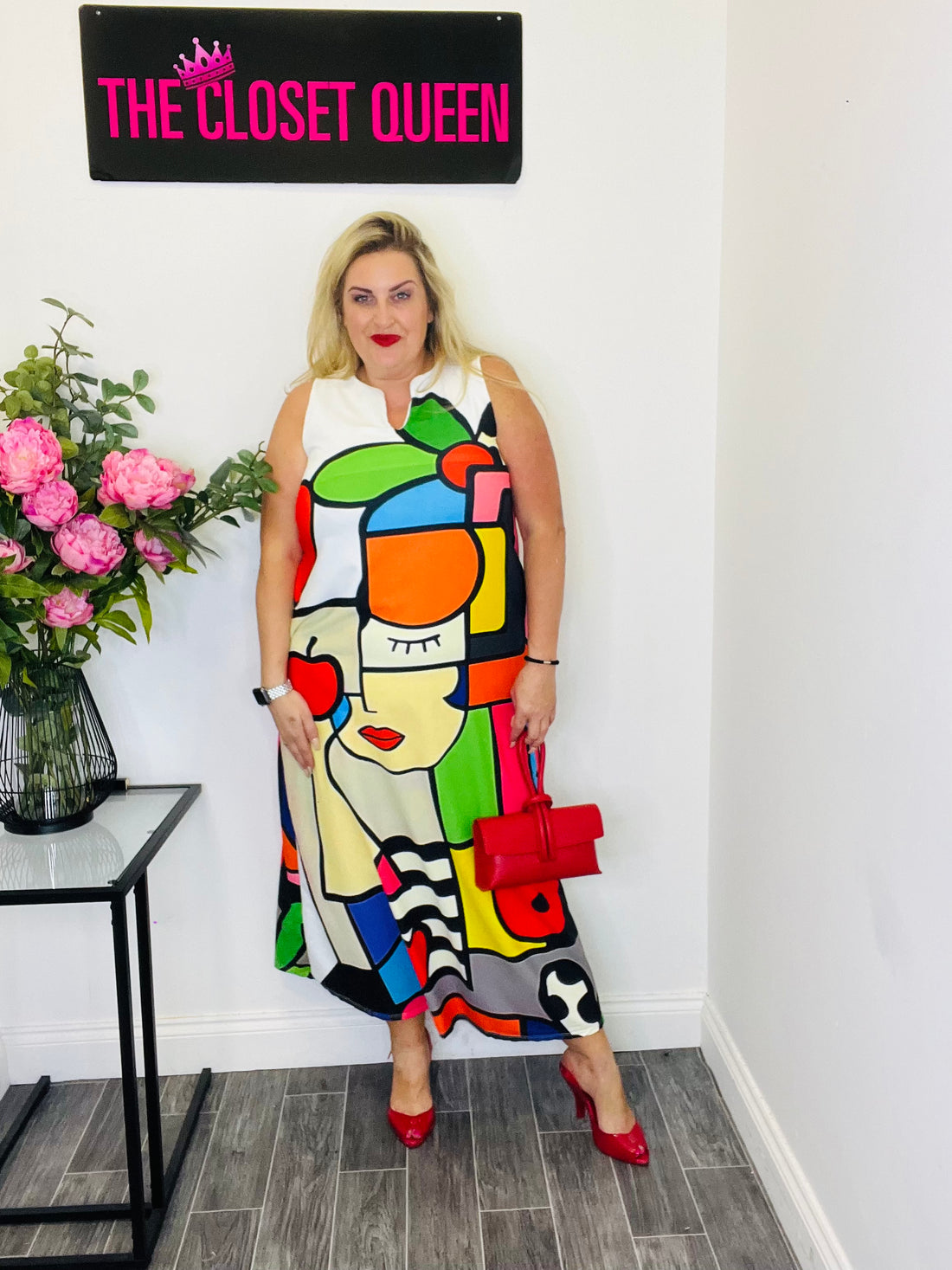 Jilly style dress pop art print summer maxi-length bright colour plus-size 