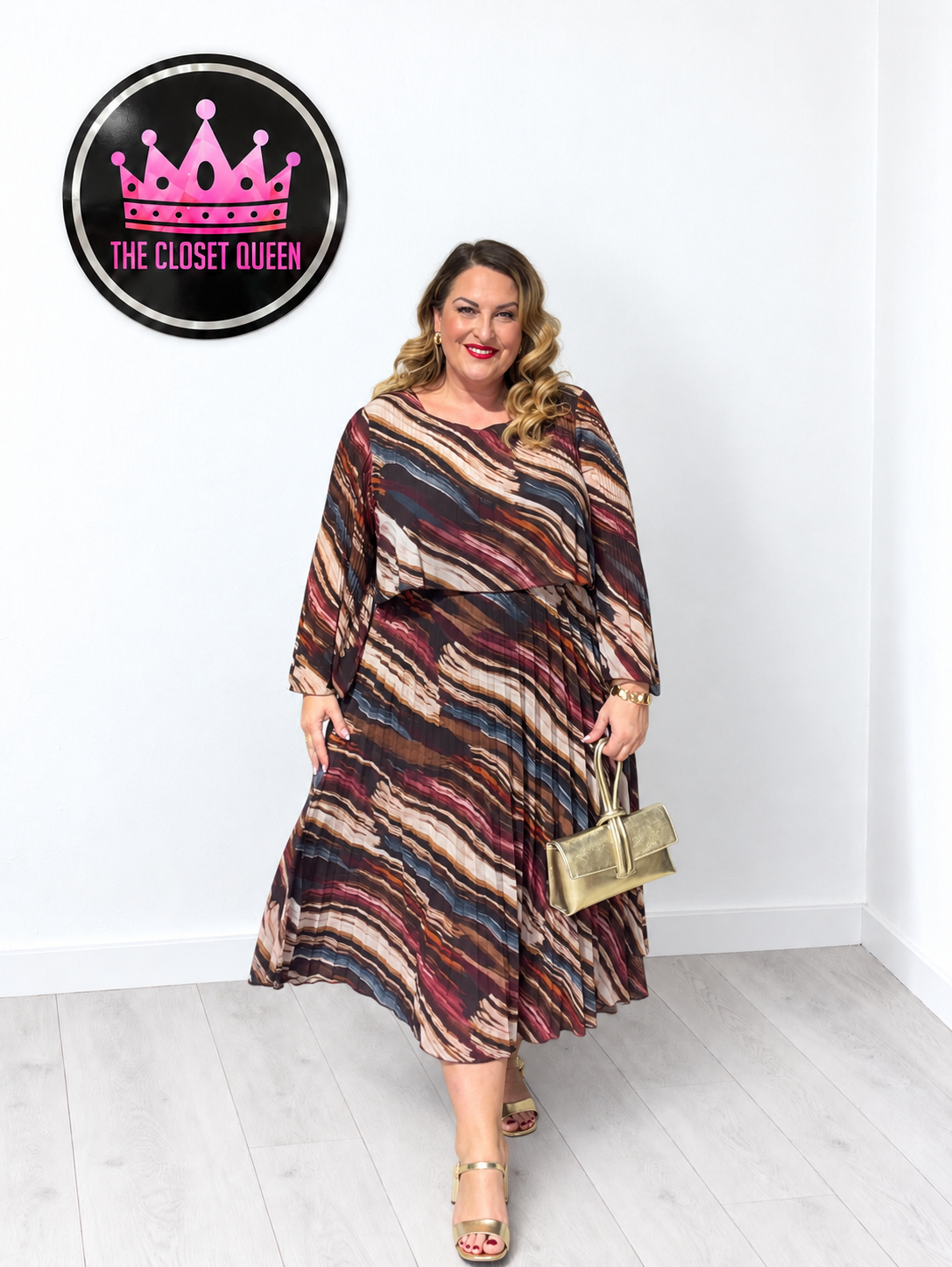 Layer Pleat Dress Autumn Rainbow