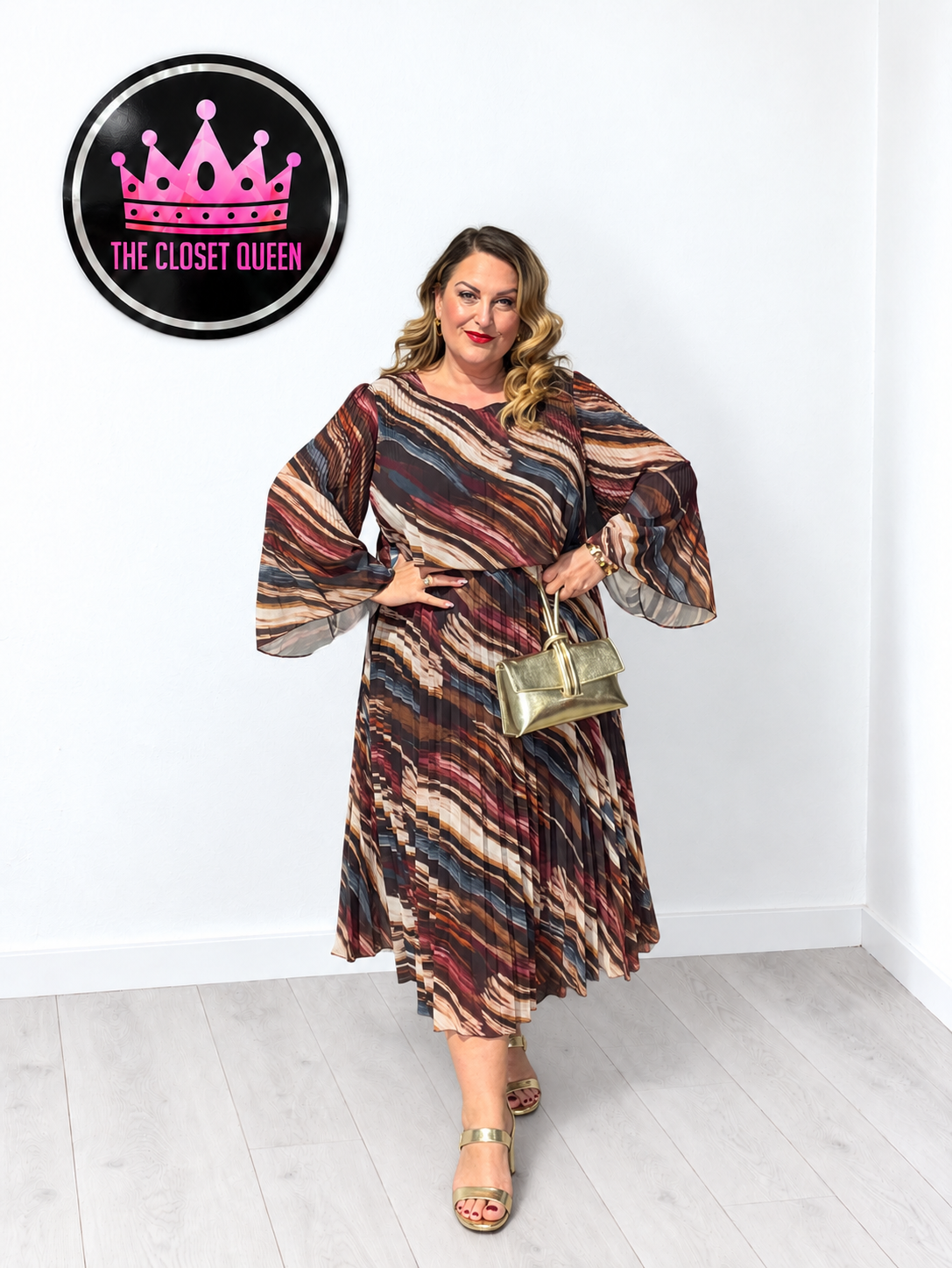 Layer Pleat Dress Autumn Rainbow