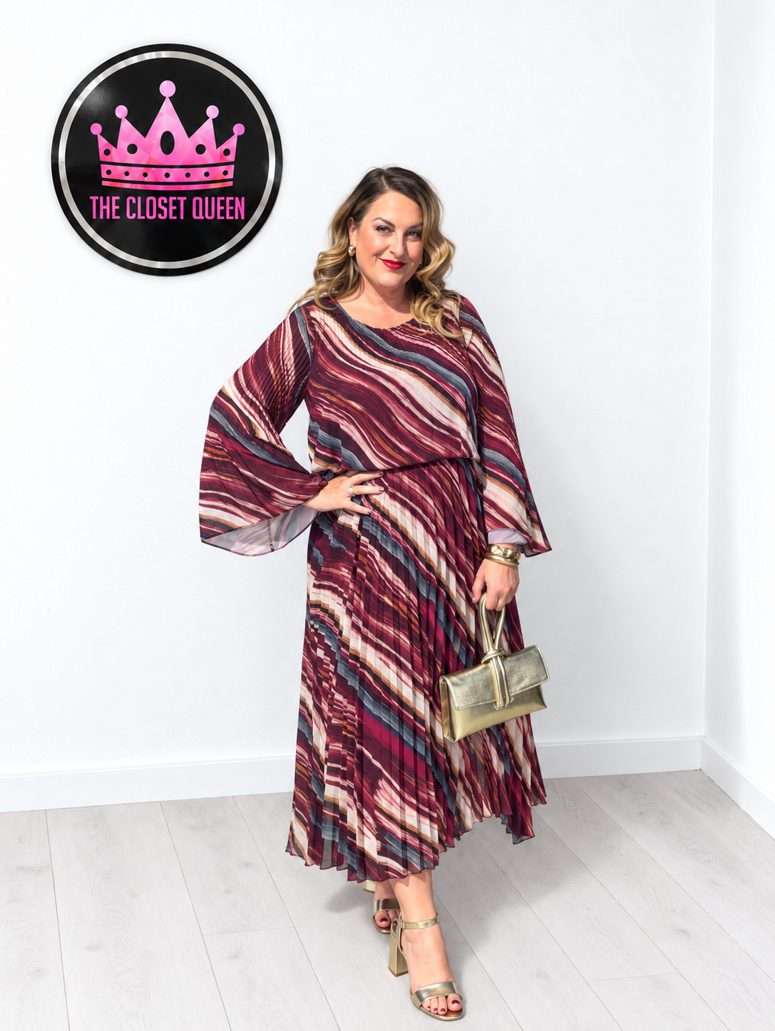 Layer Pleat Dress Autumn Rainbow