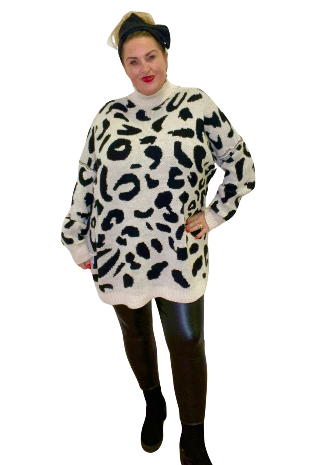 Opal animal jumper black plus size comfy day wear Turtle neck 