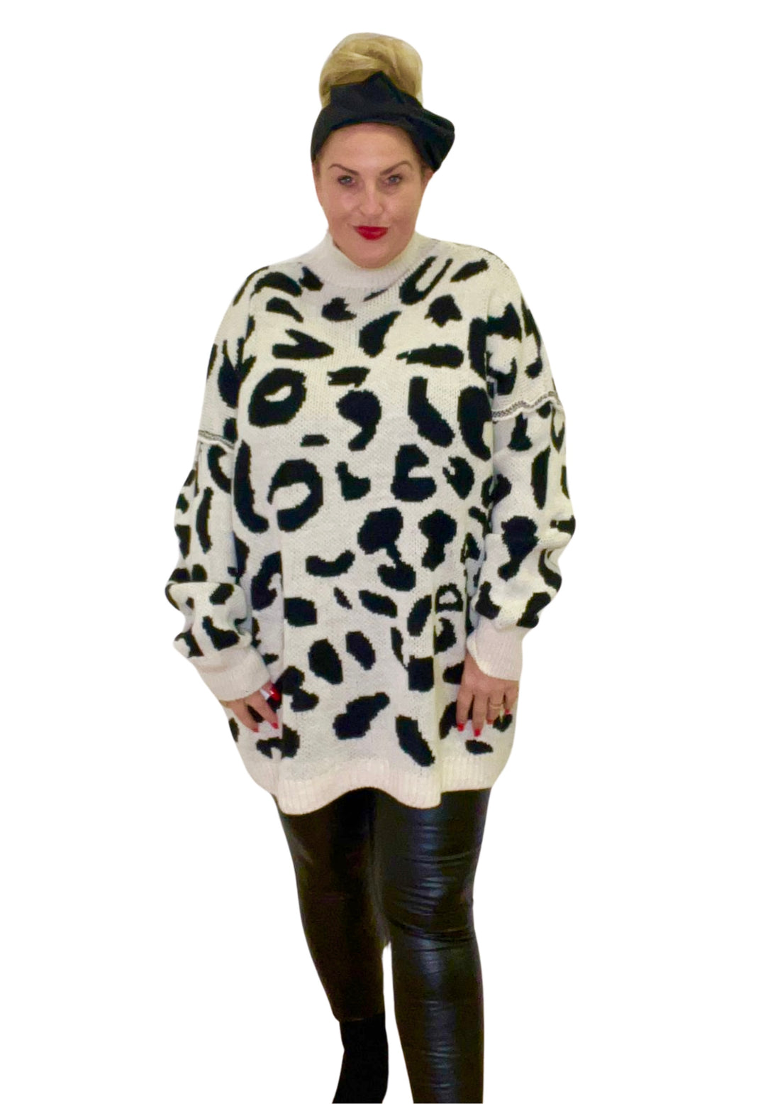 Opal animal jumper black plus size curve comfy day wear Turtle neck 