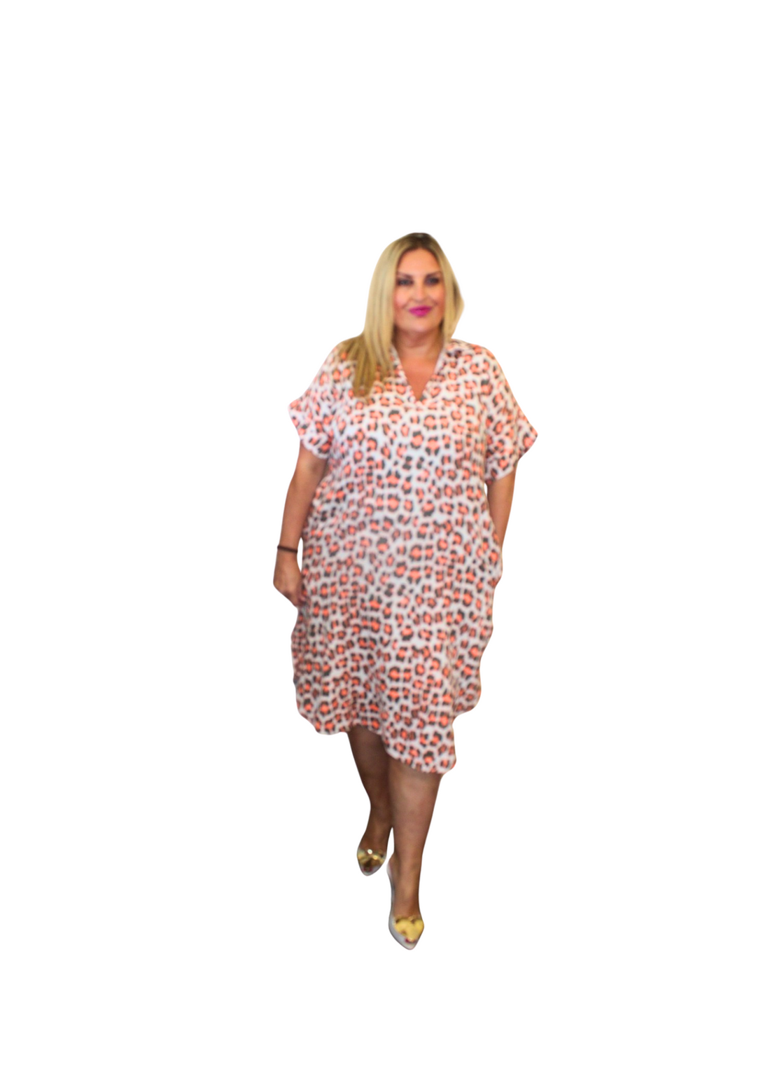 Open collar neon Dress