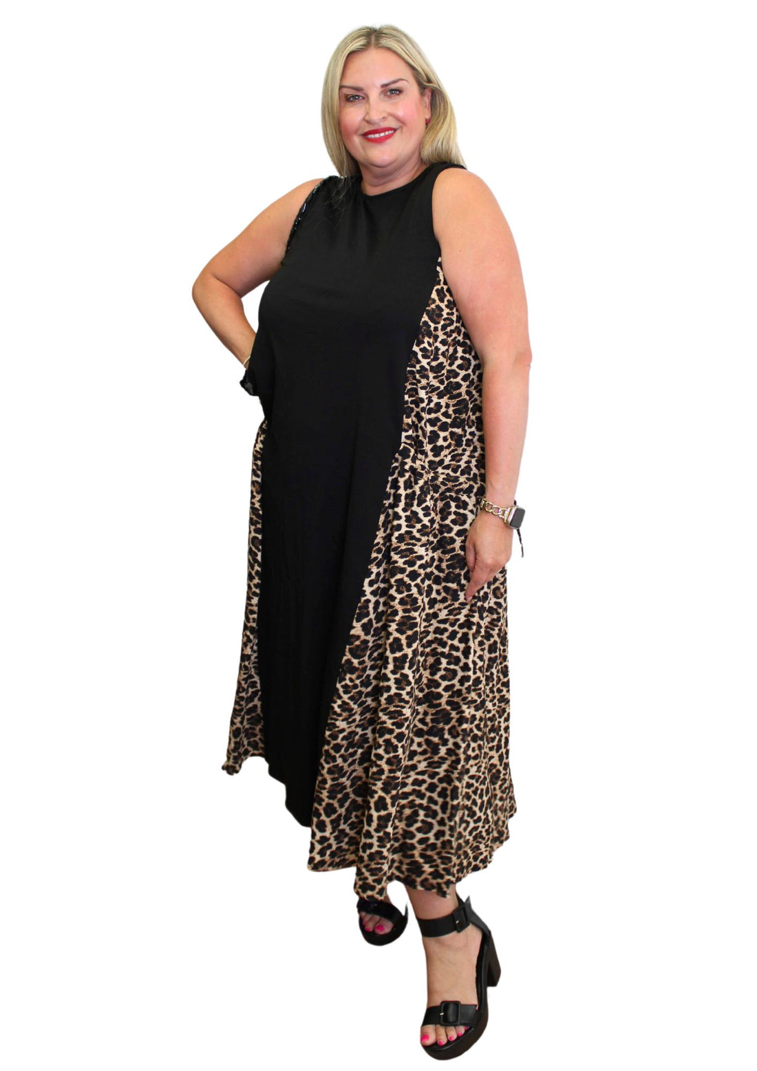 Panel Side Pully Dress Animal