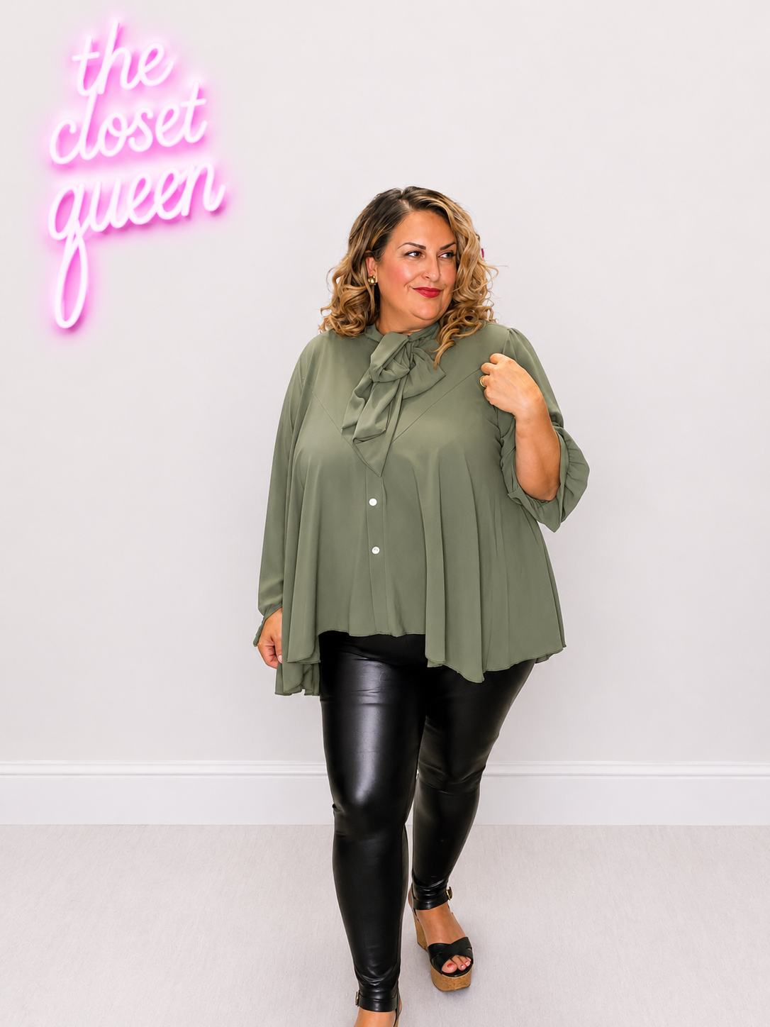 Pussy Bow Swing Blouse Plain