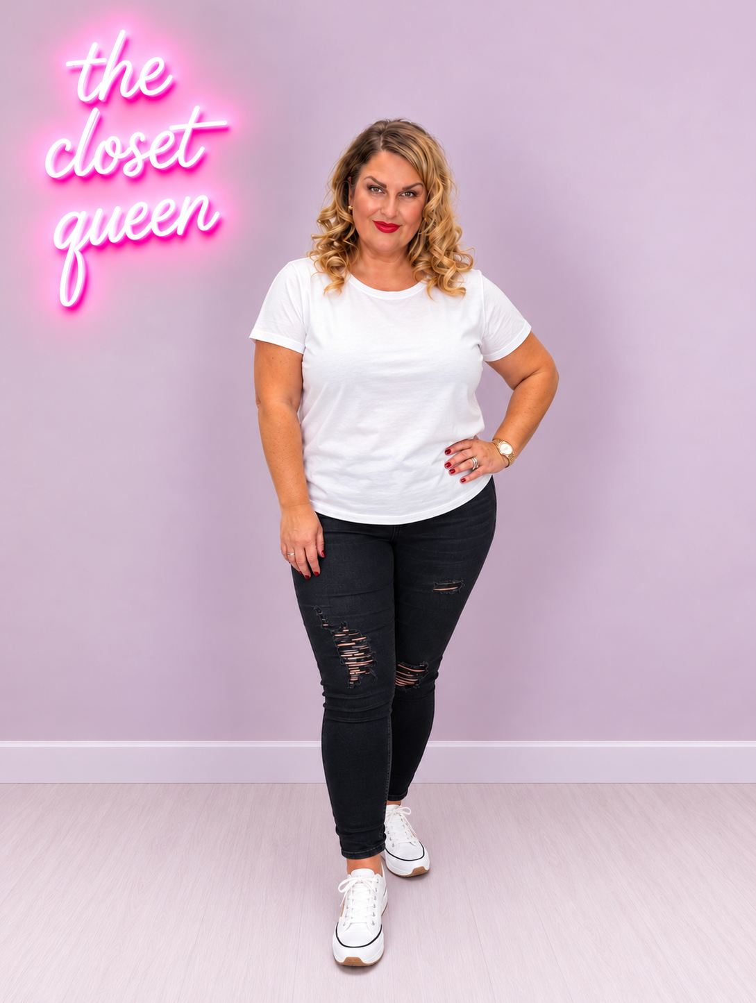 Queenie Jeans Ripped Effect Black