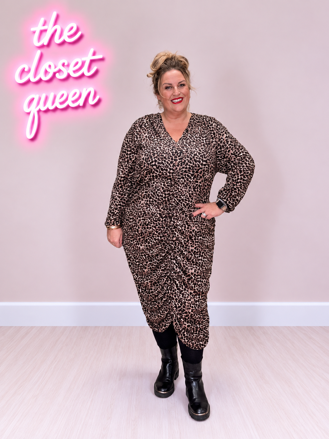 Regal Rouge Dress Fine Knit Little Leopard