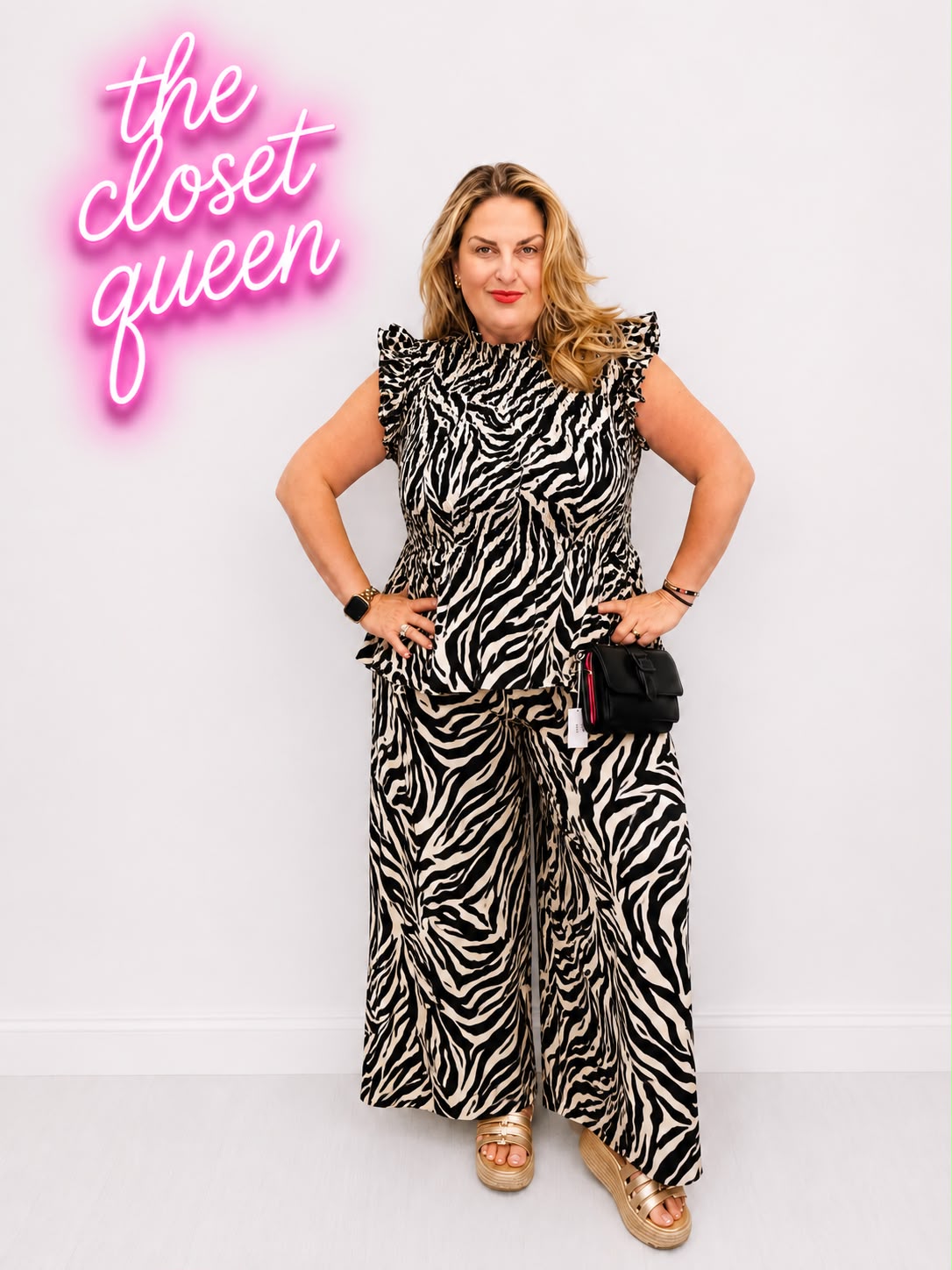 Sheered Peplum Top Zebra