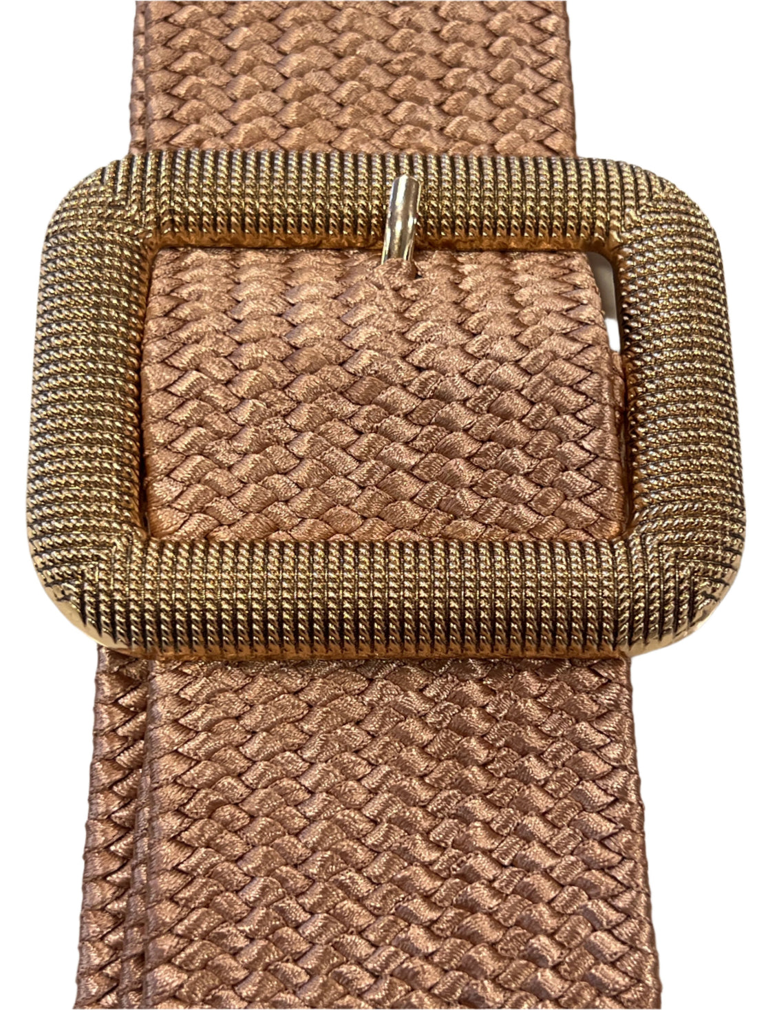 Weave belt plus size gold buckle