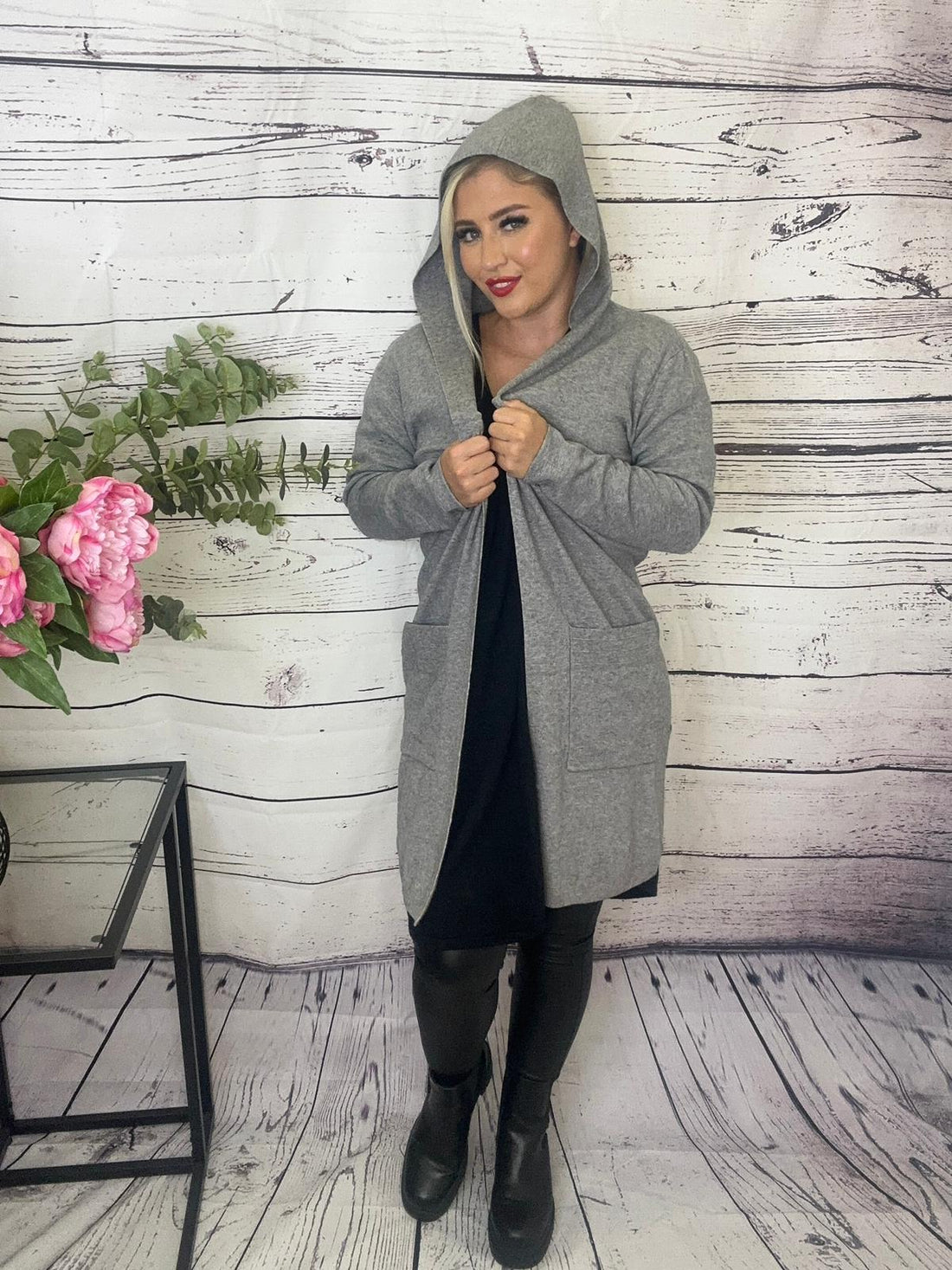 lace up back hooded cardigan princess boutique