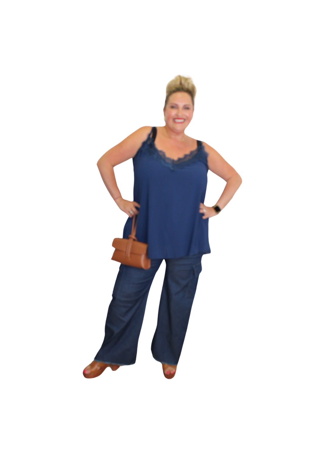 Wide Leg Denim Effect Magic Pants