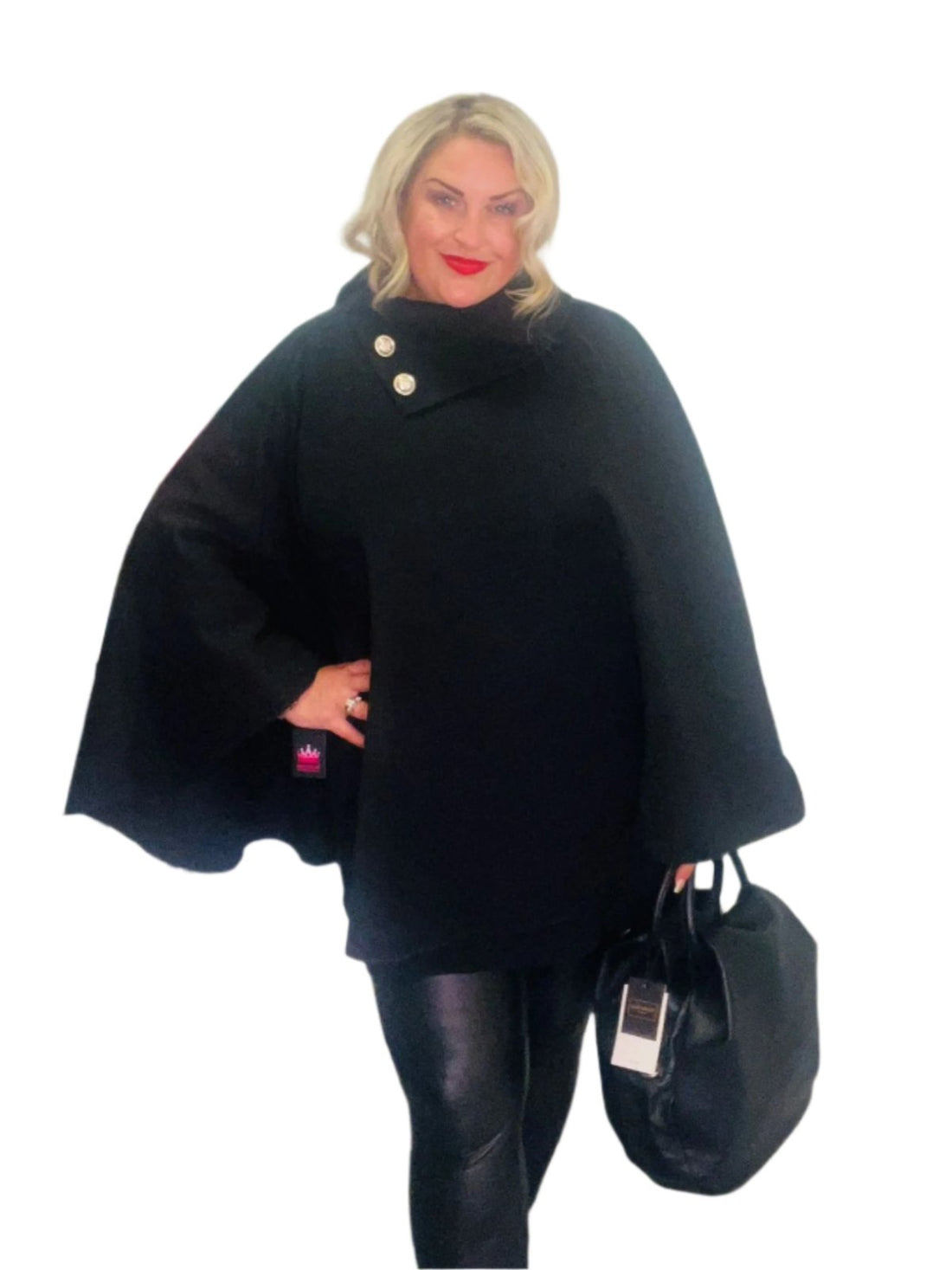 admiral cape black plus size leather look leggings