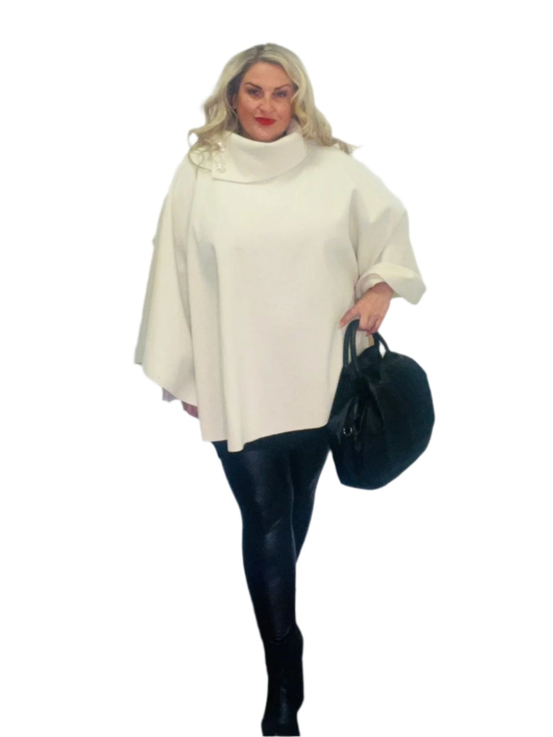 admiral cape cream plus size leather look leggings