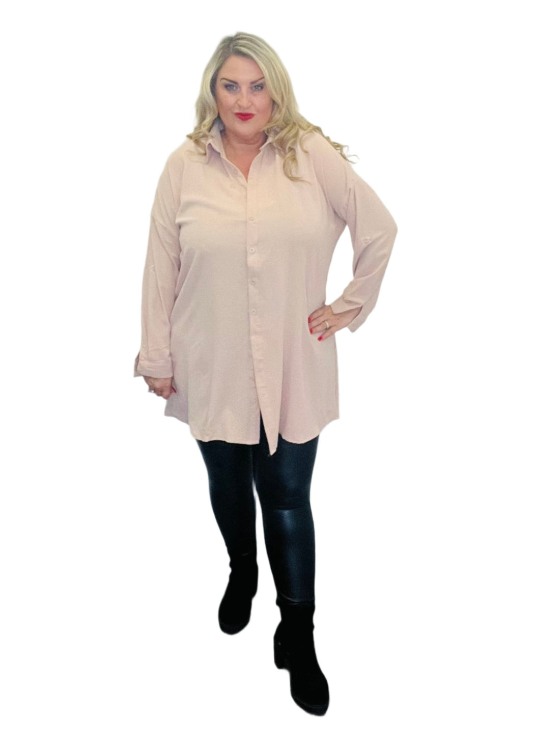 atlantic shirt beige plus size leather look leggings