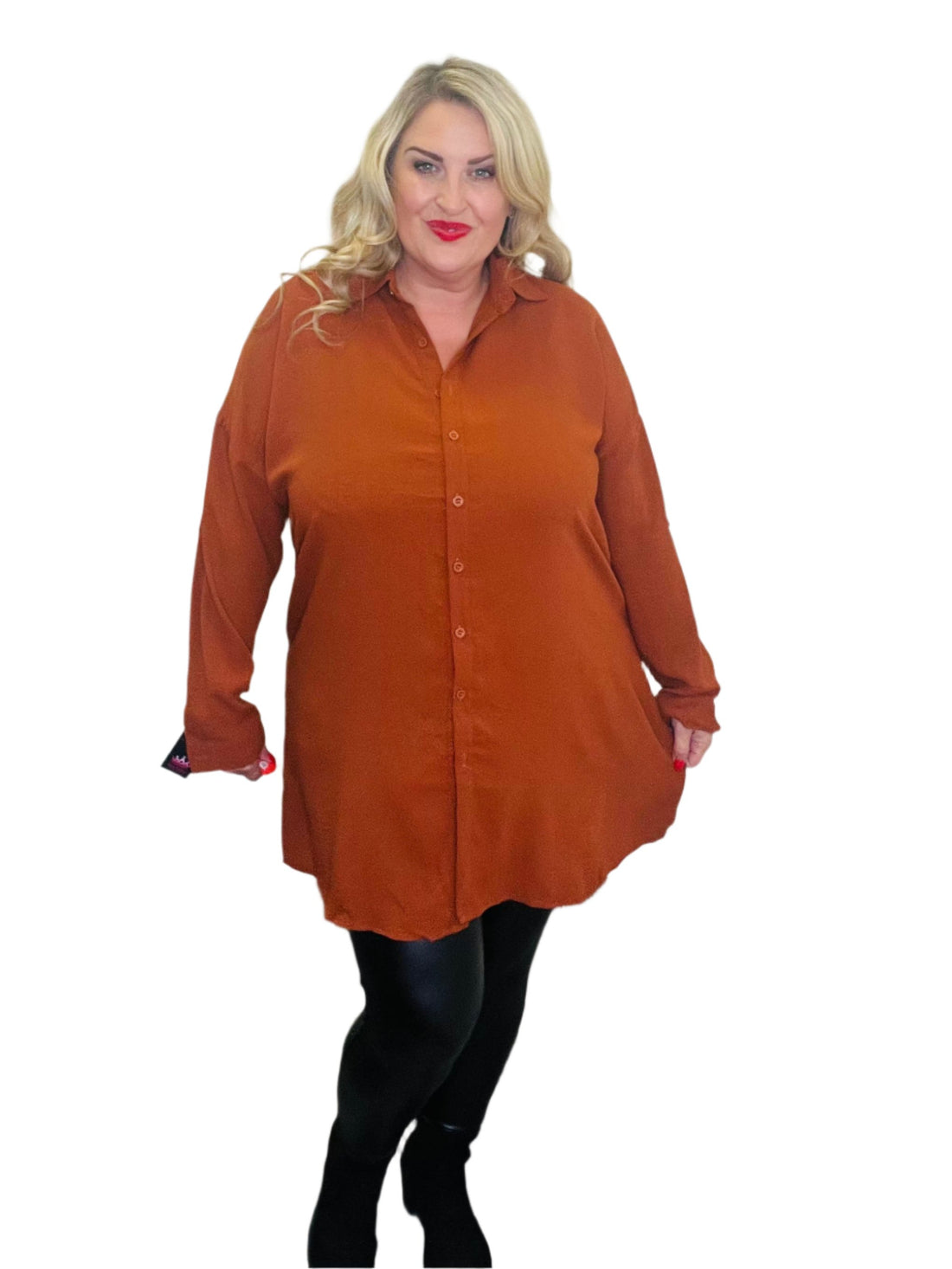atlantic shirt tan plus size long sleeve curve smart casual