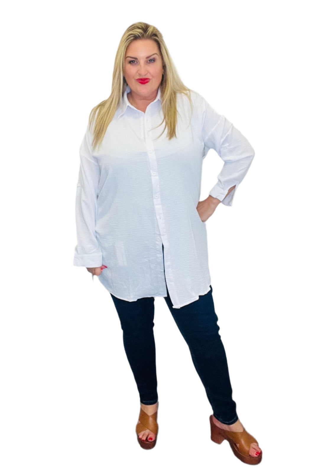 atlantic shirt white plus size with queenie jeans plus size blue 