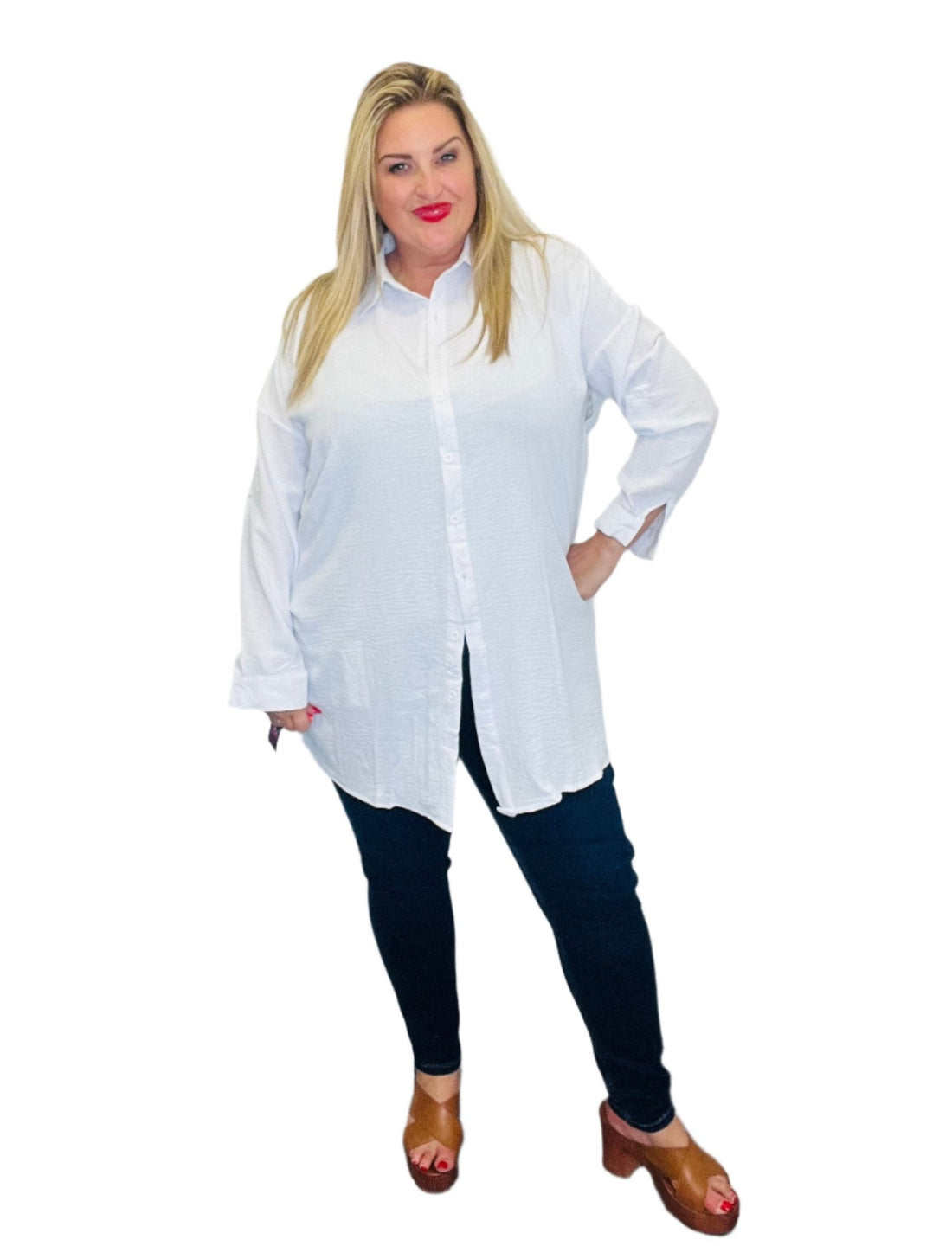 atlantic shirt white with queenie jeans plus size blue 
