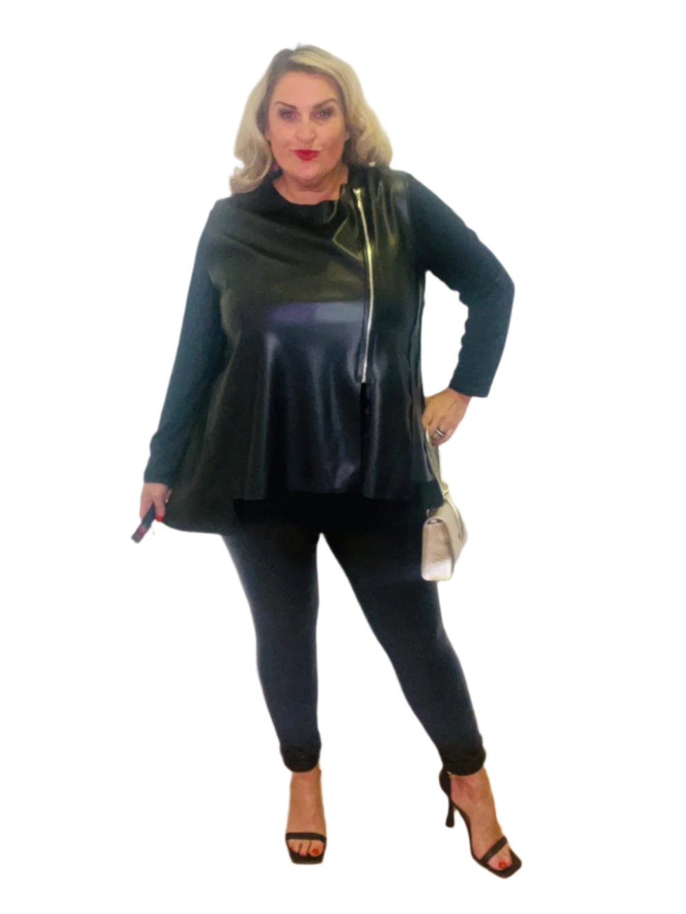 babycham waistcoat by ID black plus size pu fabric