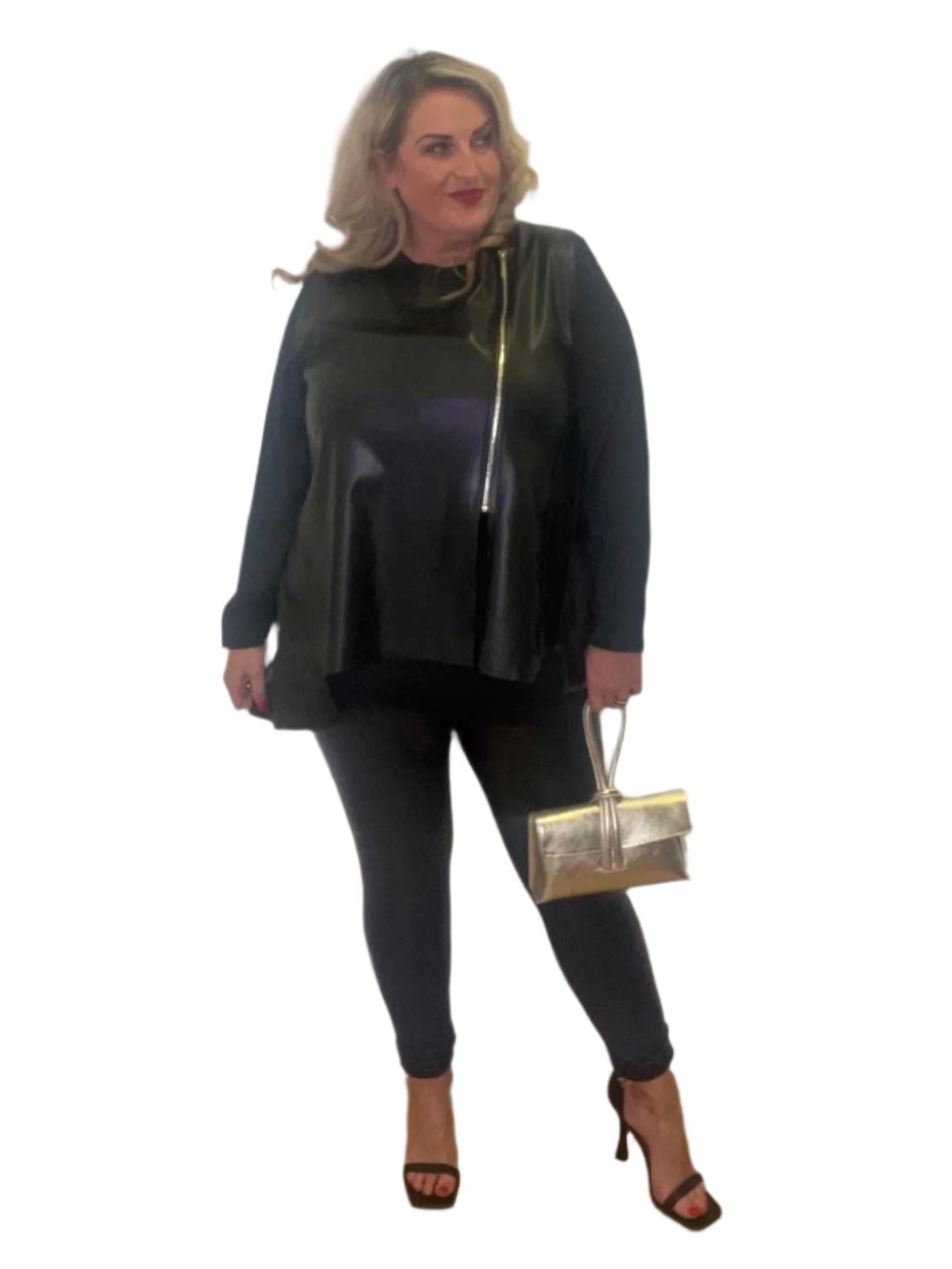 babycham waistcoat by ID black plus size zipper detail