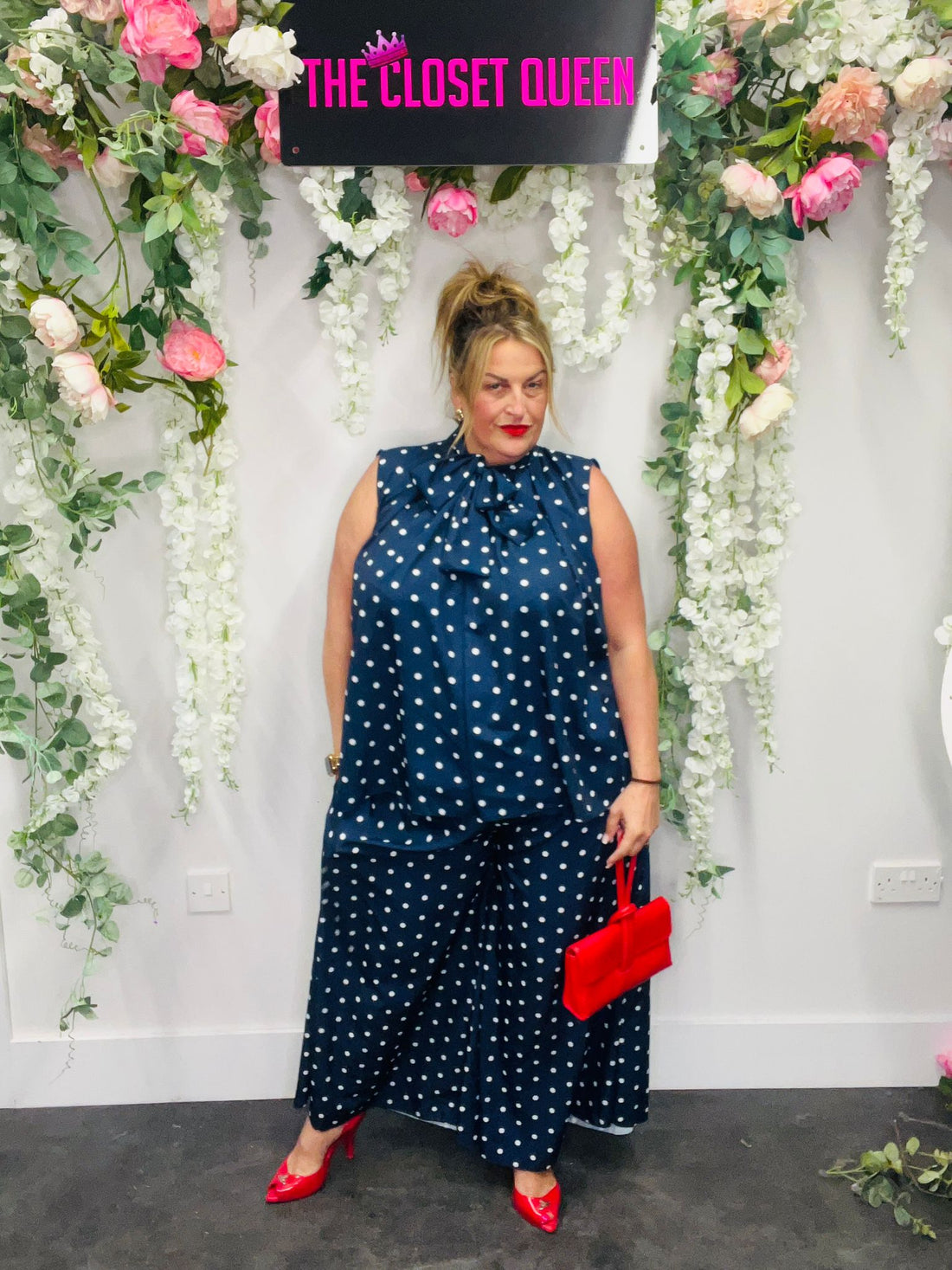 Sheered Top Trouser Polka Dot