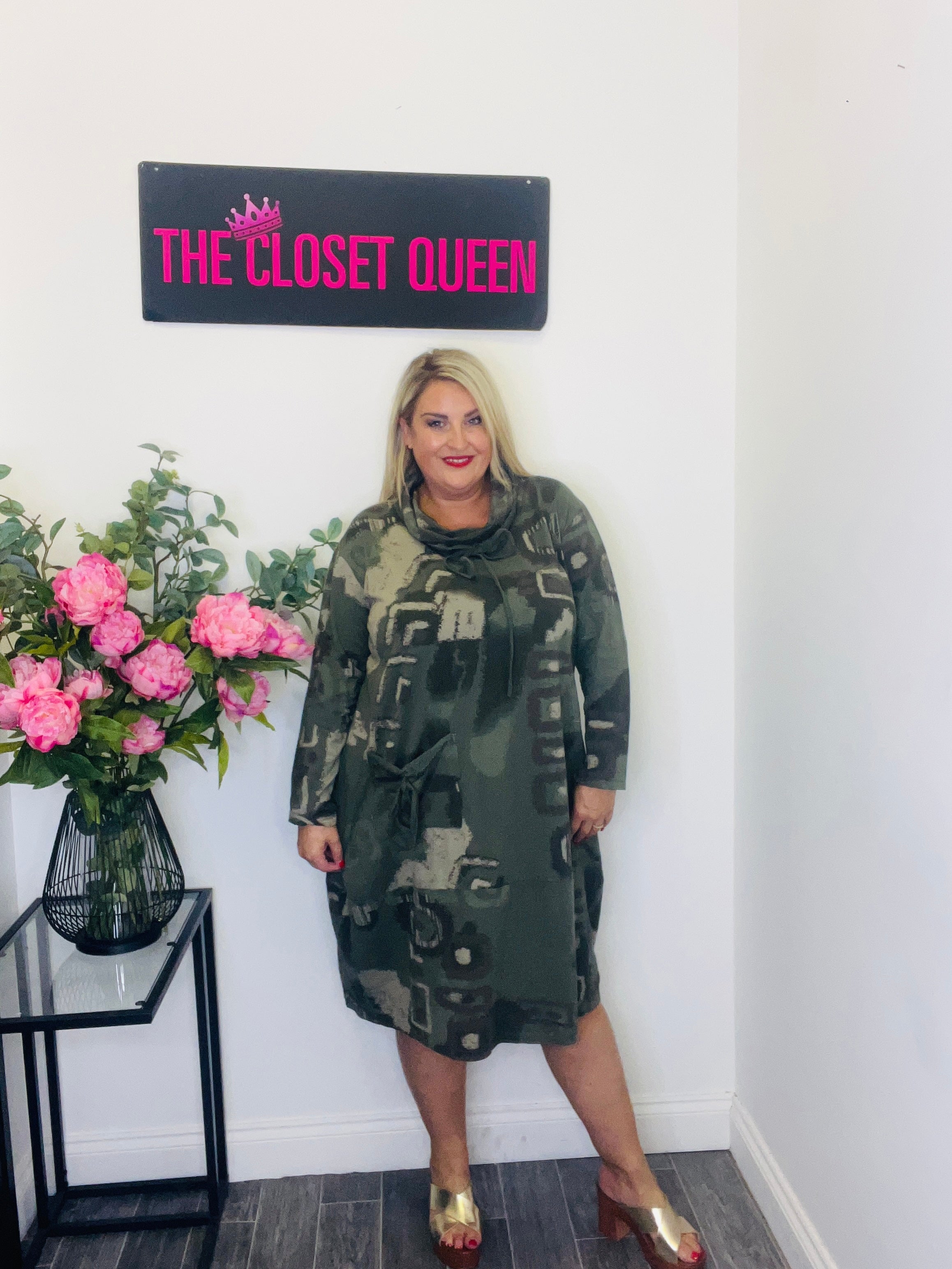 Cowell Sweater Dress Block Circle Print The Closet Queen