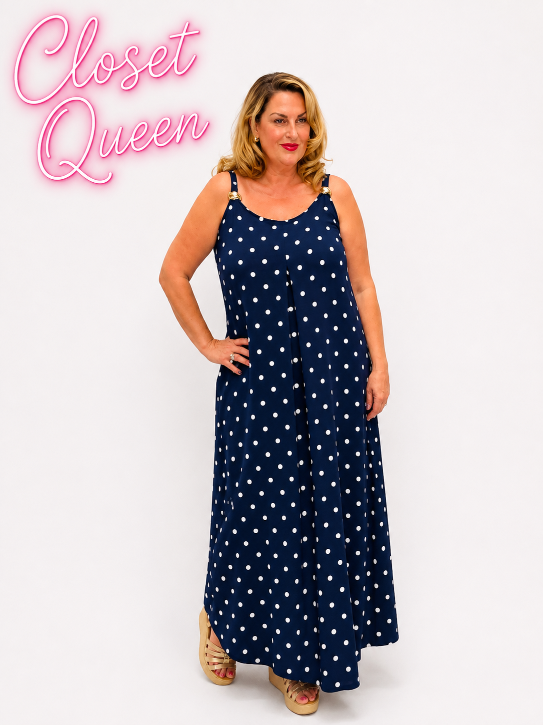 Gold Detail Polka Dot Dress