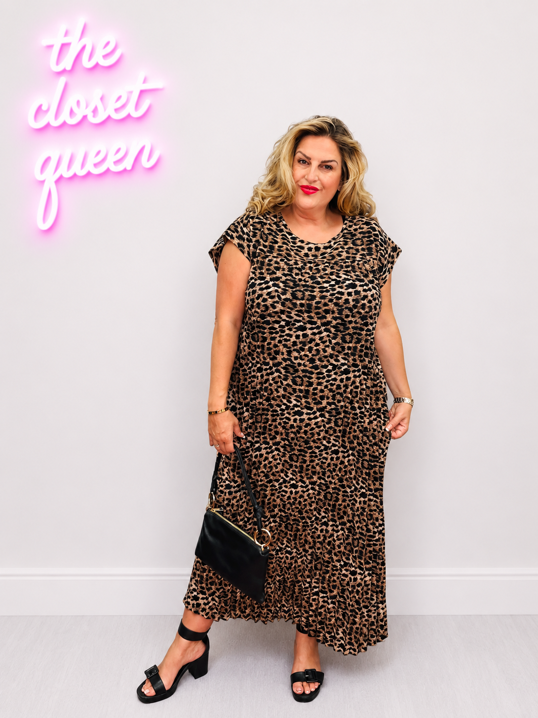 Full Pleat Dress Brush Leopard