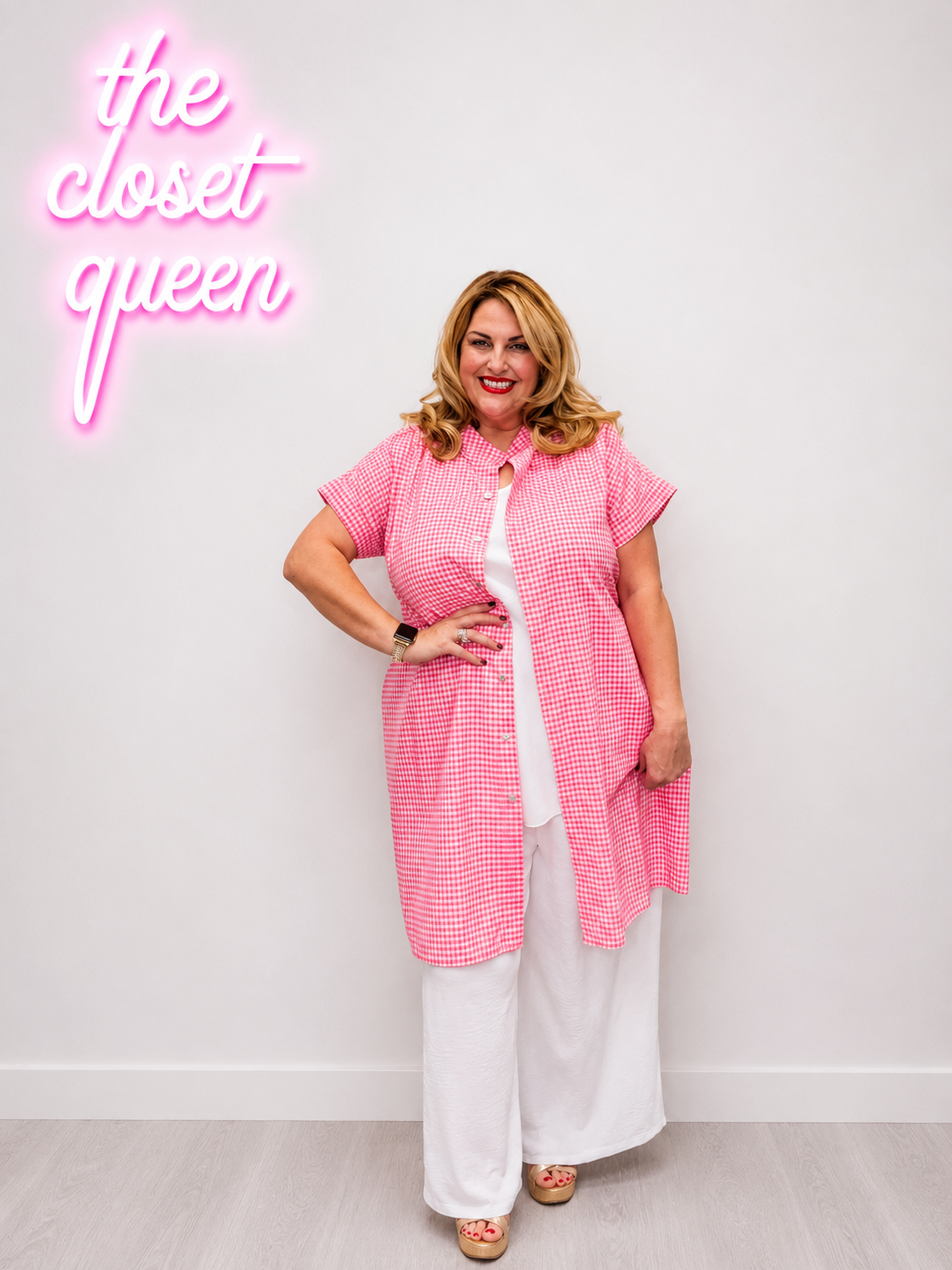 Gingham Grandad Shirt Dress
