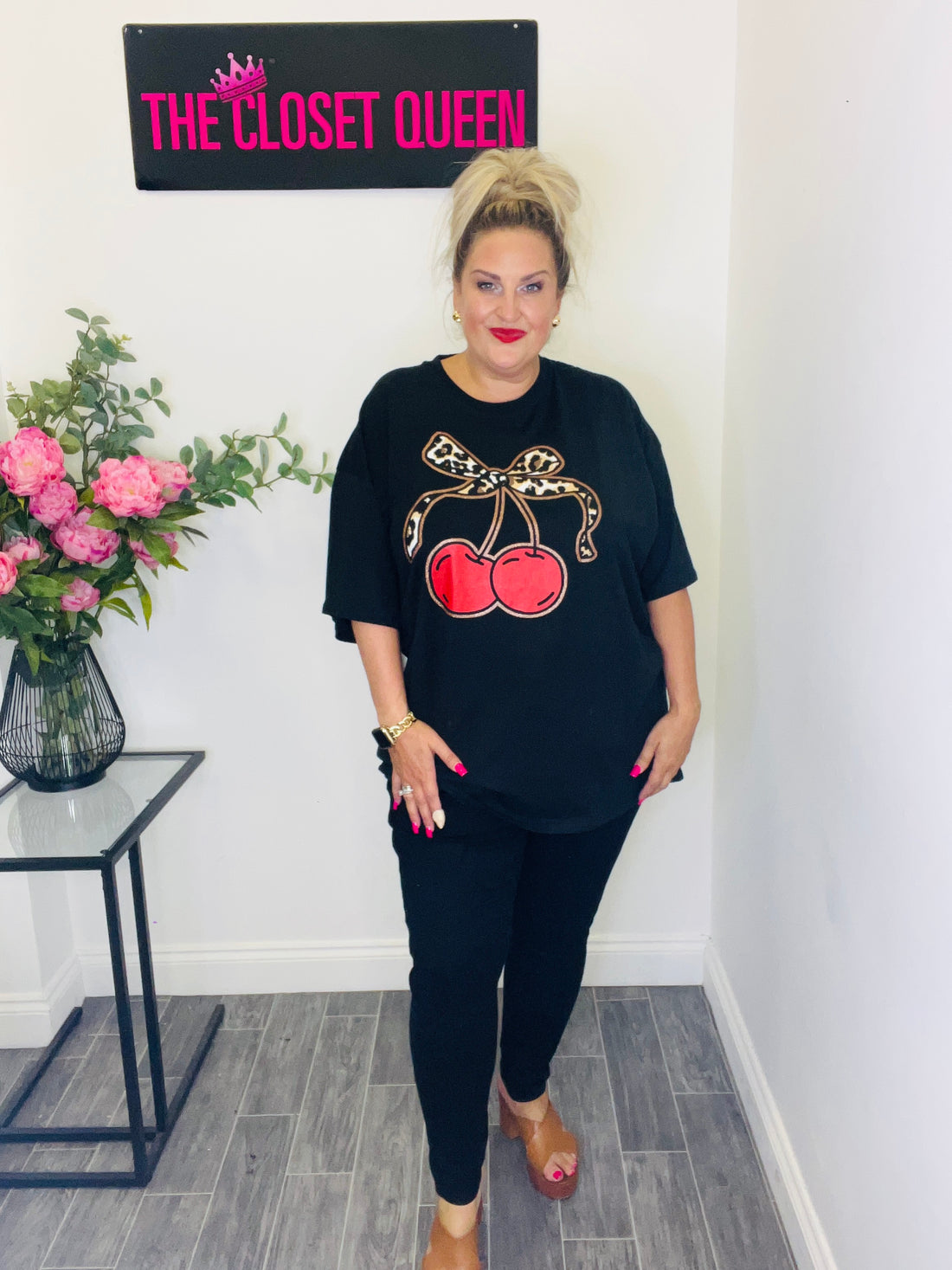 Leopard Bow Cherry T-Shirt